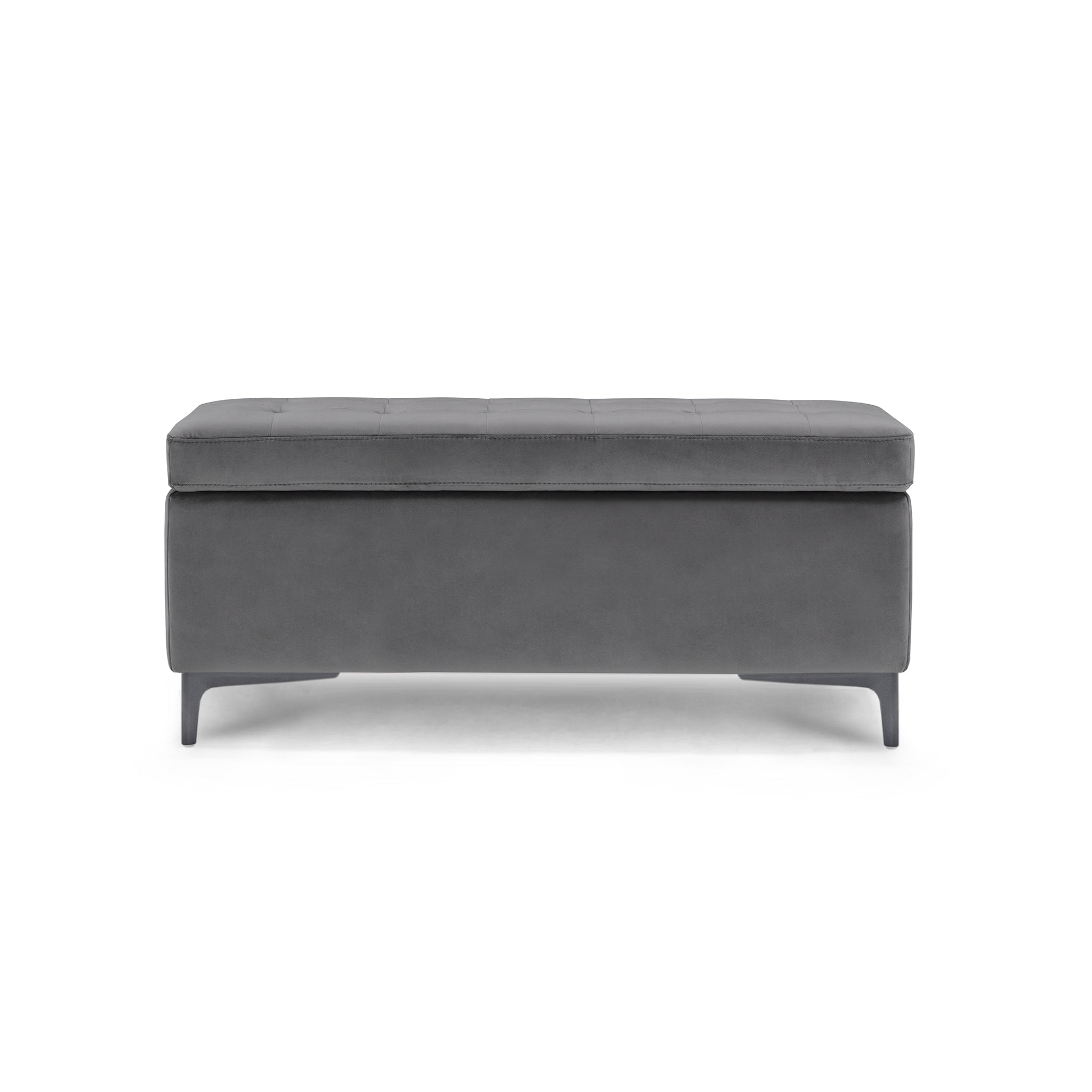 Banc CORBARA 110x50 cm rangement Made in Italy matelassé en velours gris