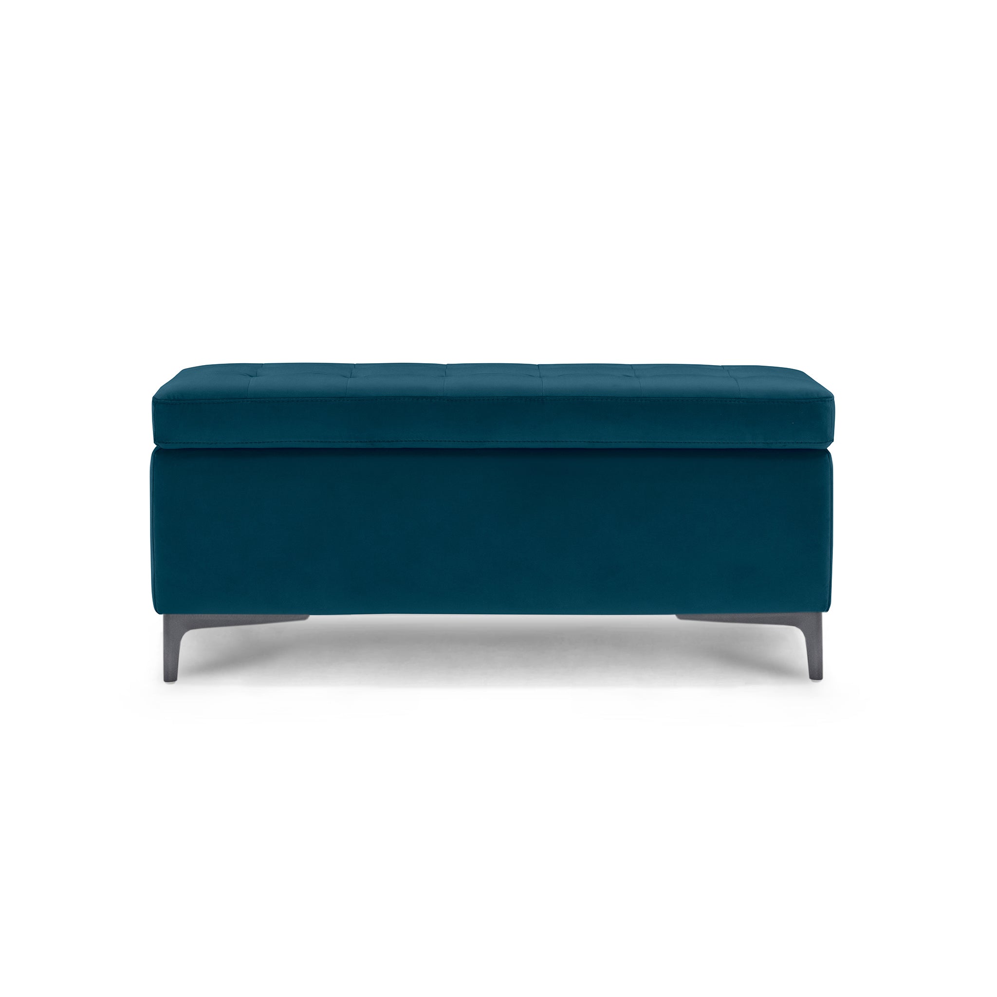 Banc CORBARA 110x50 cm rangement Made in Italy matelassé en velours pétrole