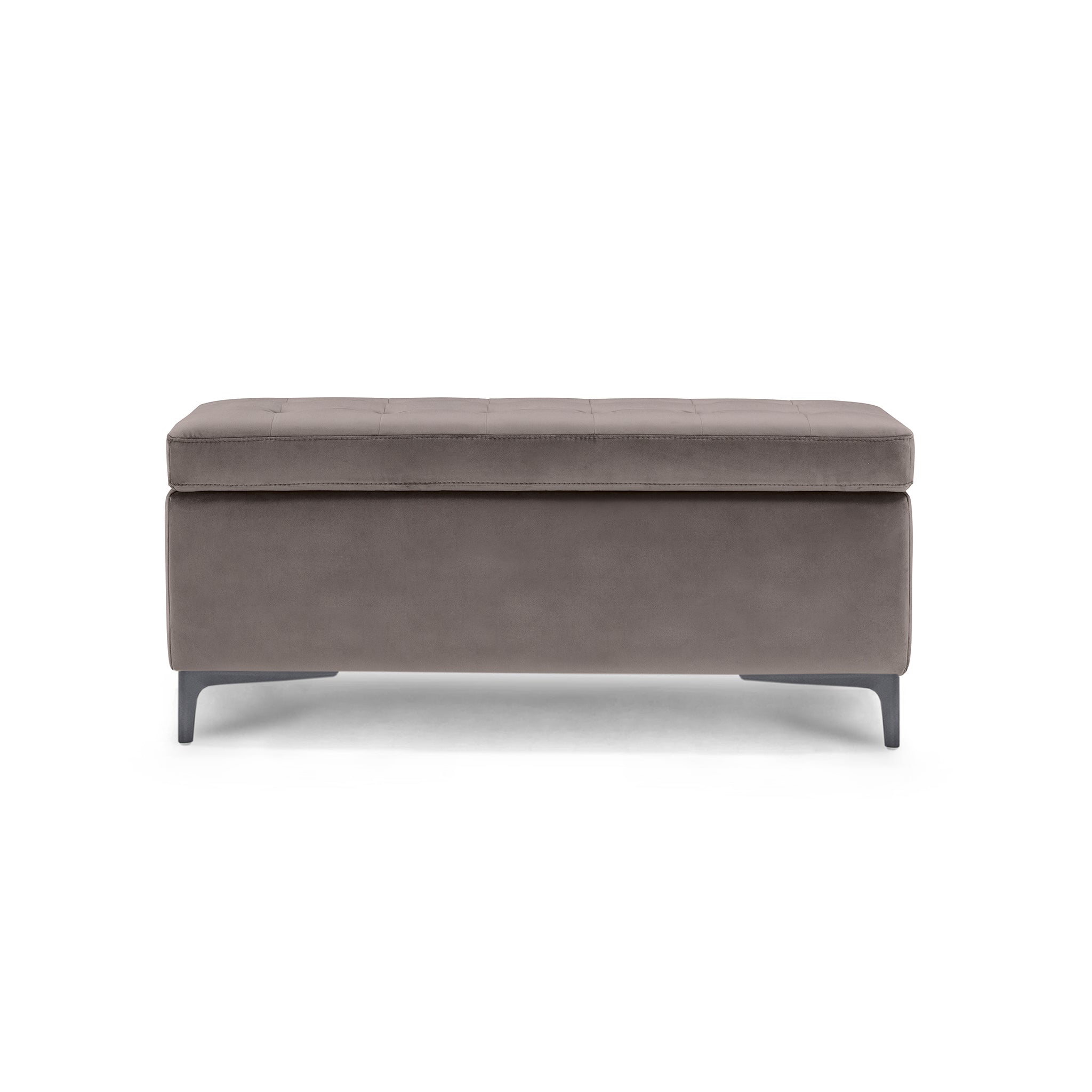 Banc CORBARA 110x50 cm rangement Made in Italy matelassé en velours gris tourterelle