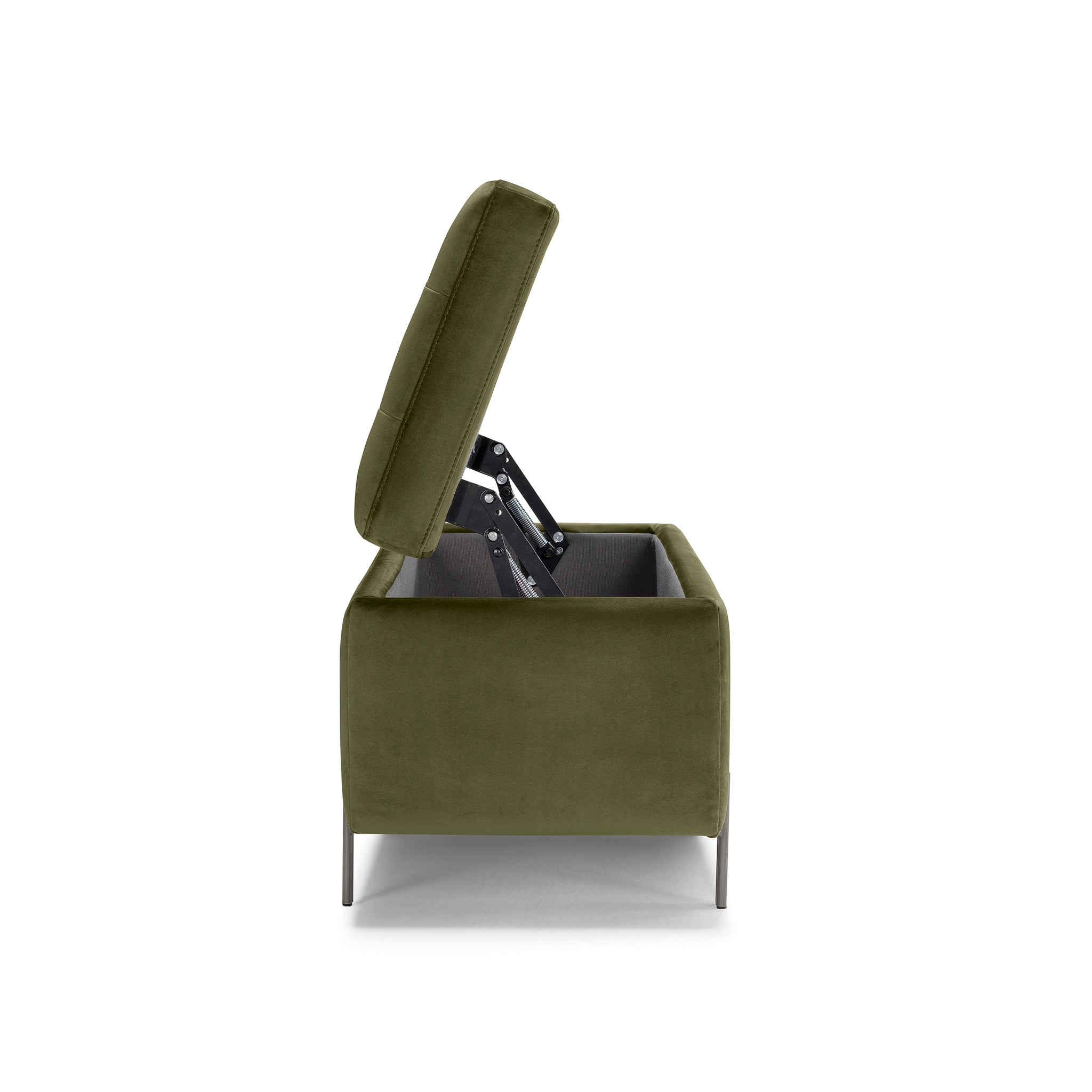 Banc CARAMAGNA 110x45 cm rangement Made in Italy matelassé en velours vert