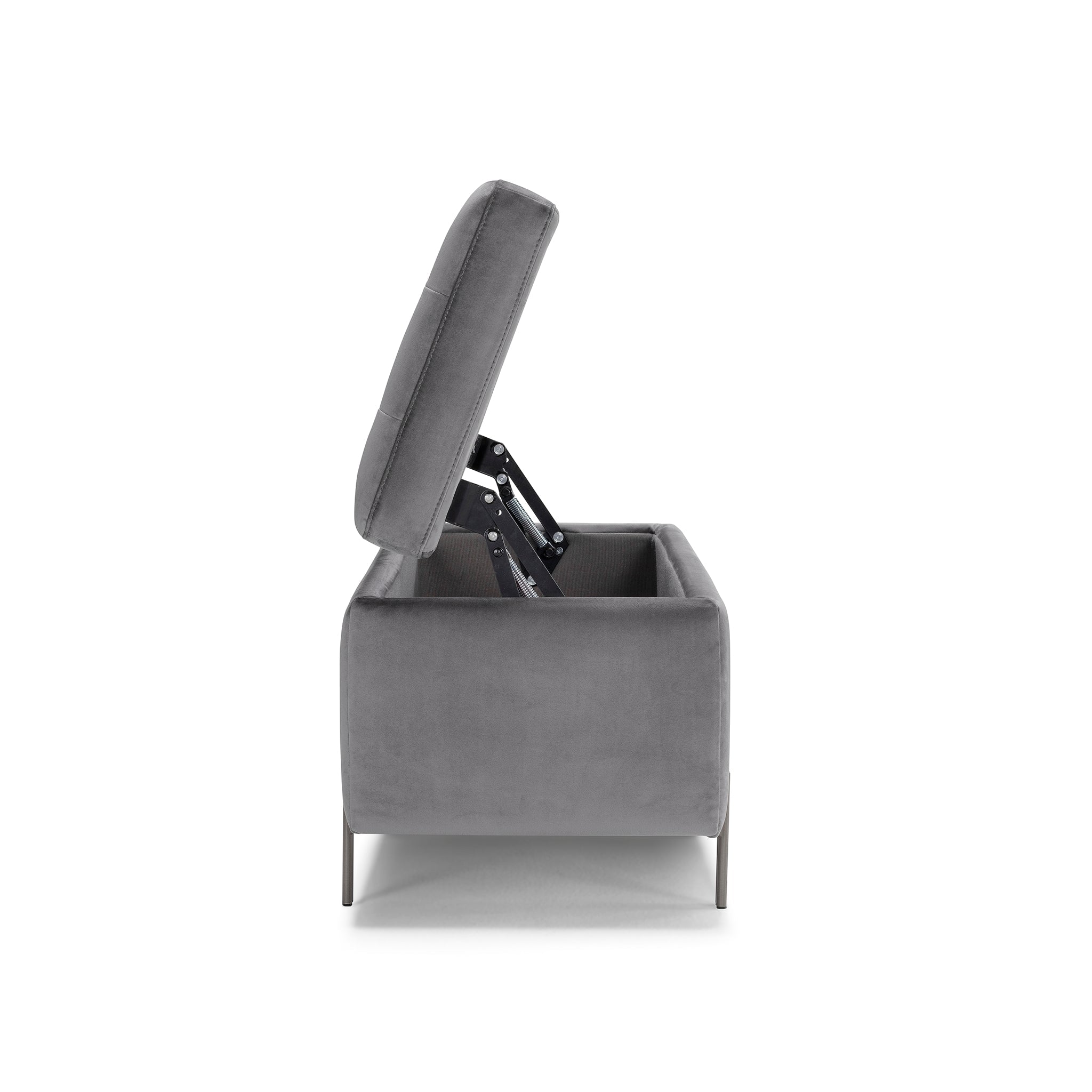 Banc CARAMAGNA 110x45 cm rangement Made in Italy matelassé en velours gris