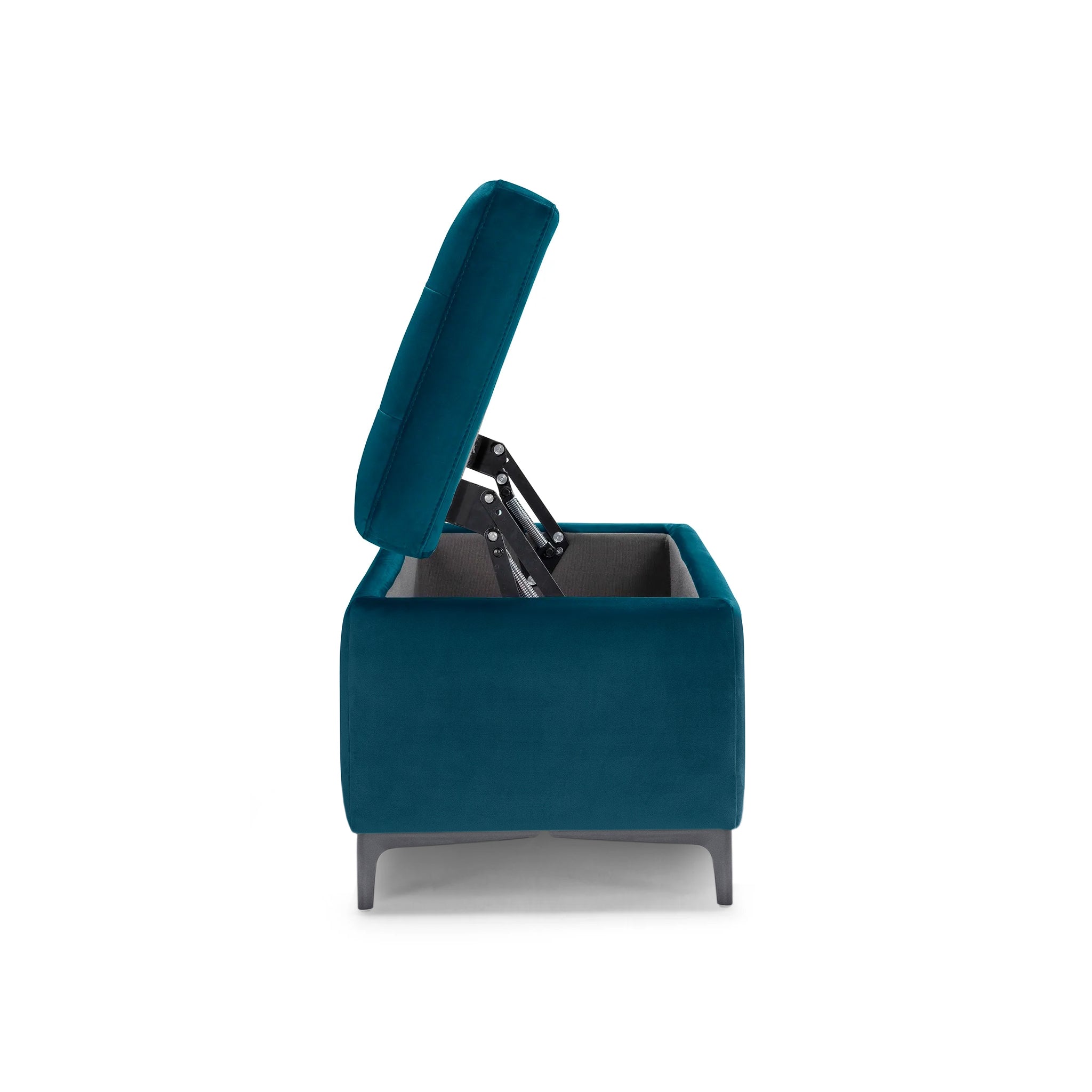 Banc CORBARA 110x50 cm rangement Made in Italy matelassé en velours pétrole