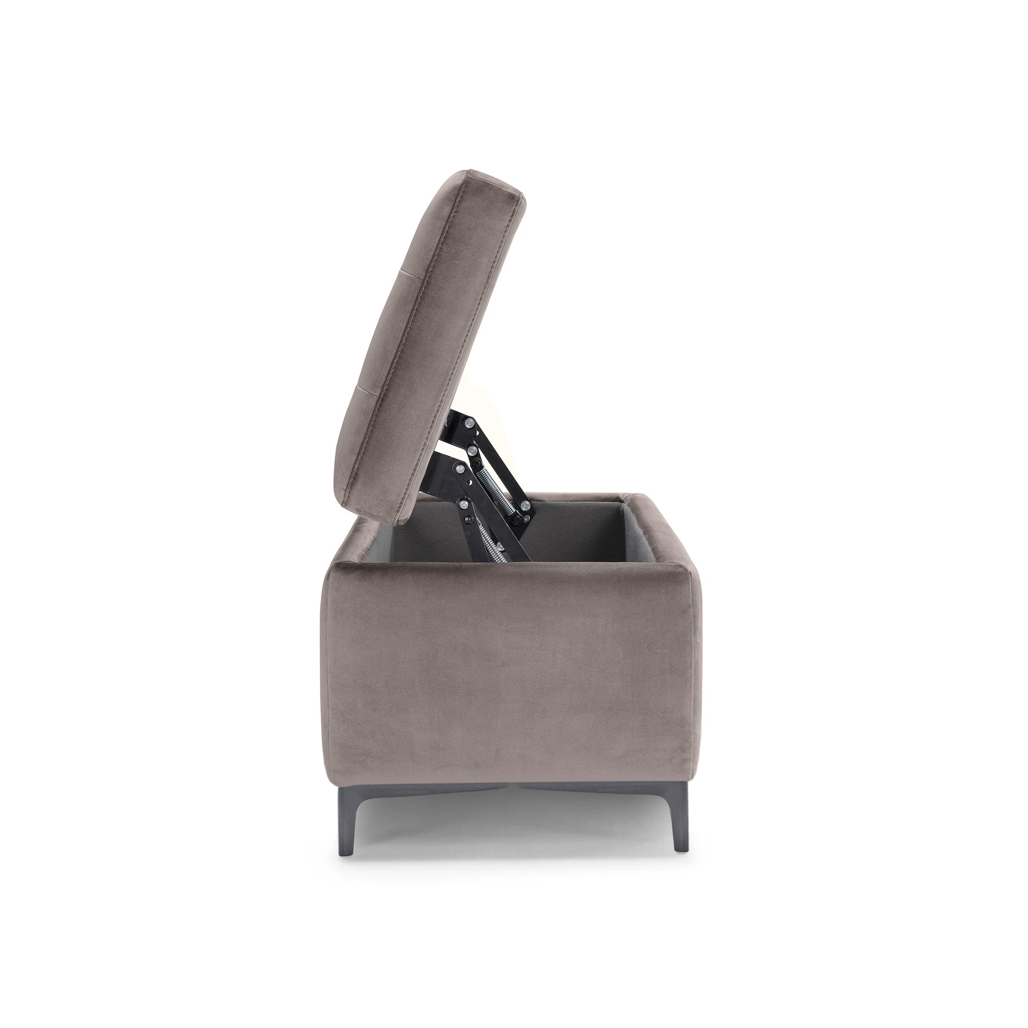 Banc CORBARA 110x50 cm rangement Made in Italy matelassé en velours gris tourterelle