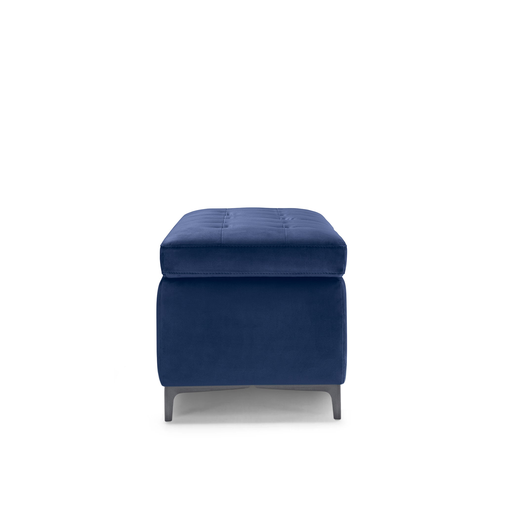 Banc CORBARA 110x50 cm rangement Made in Italy matelassé en velours bleu