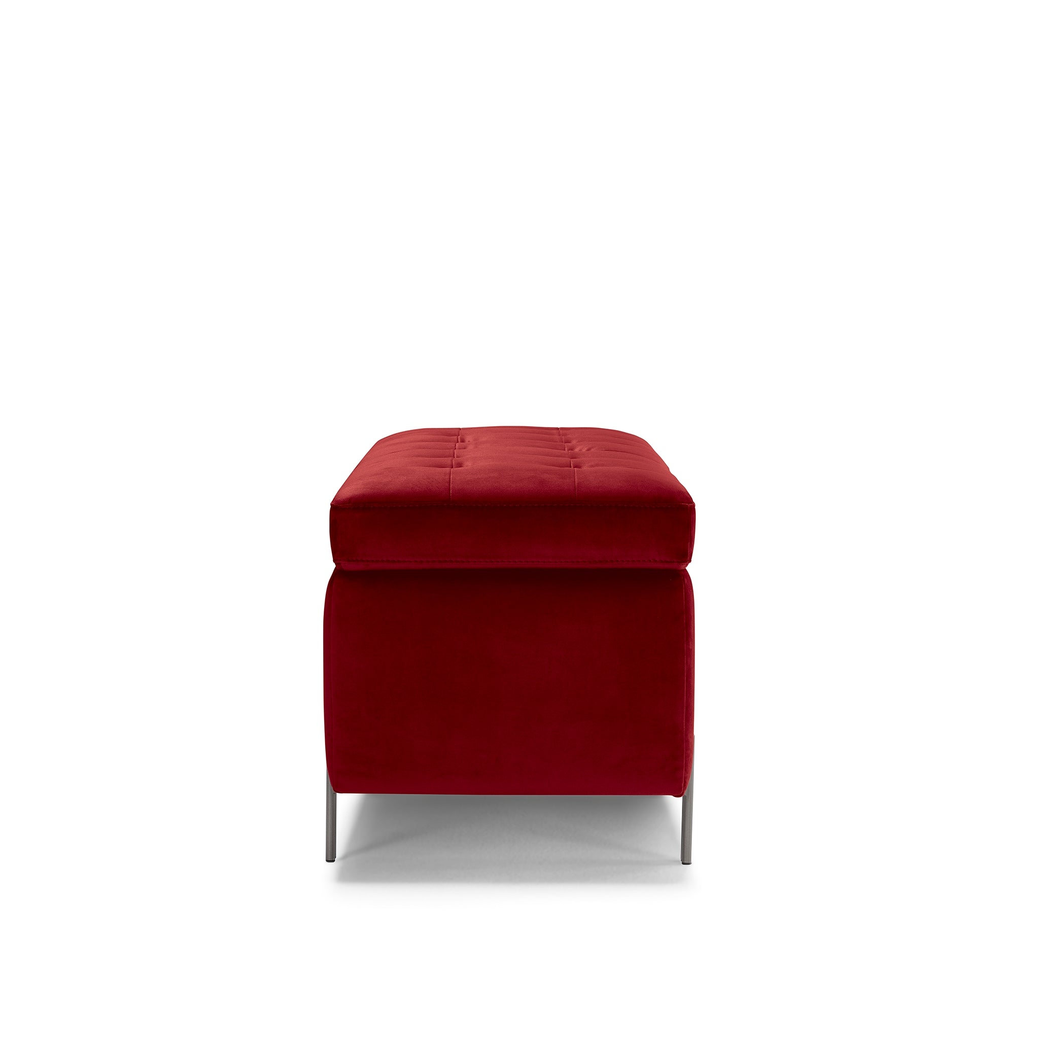 Banc CARAMAGNA 110x45 cm rangement Made in Italy matelassé en velours bordeaux