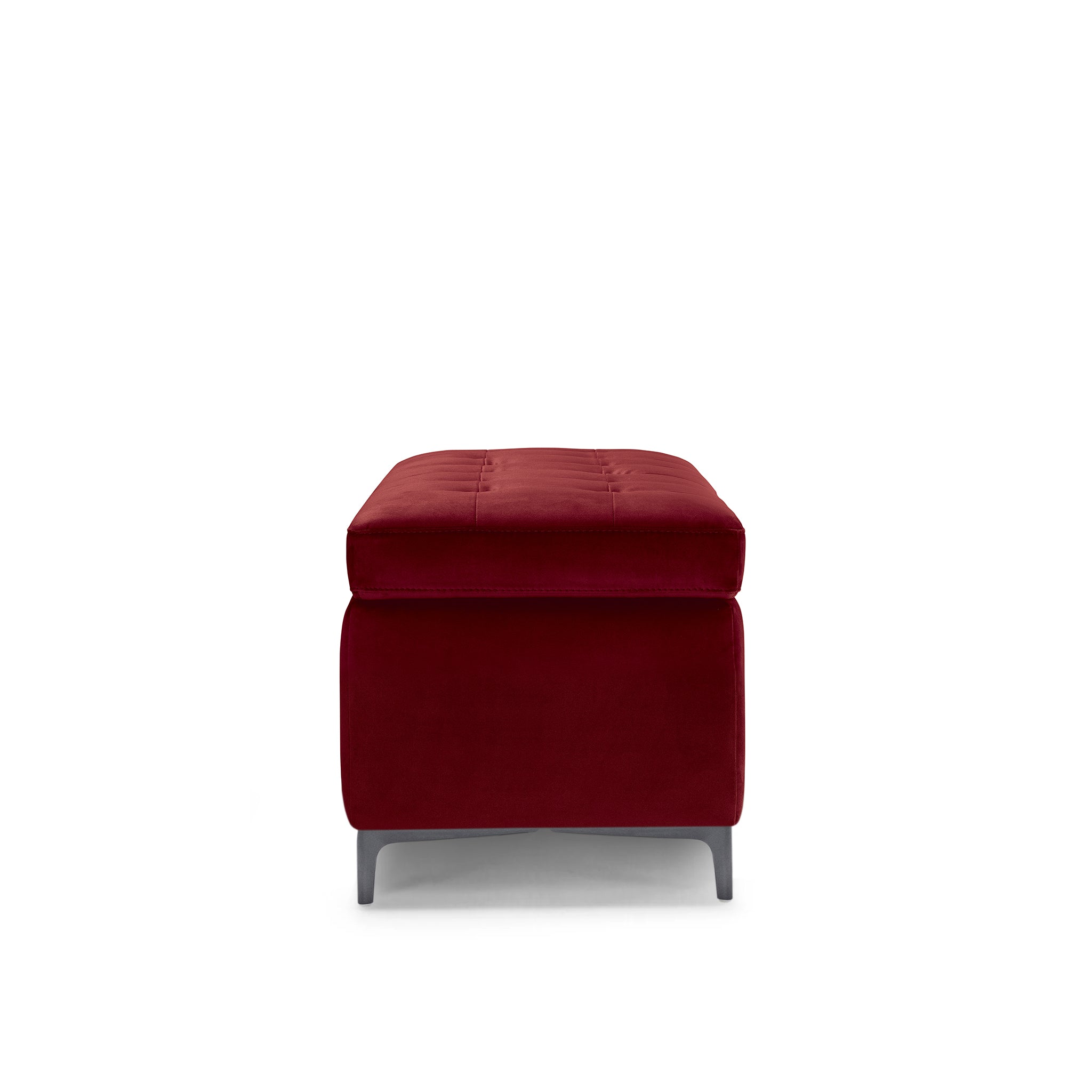Banc CORBARA 110x50 cm rangement Made in Italy matelassé en velours bordeaux