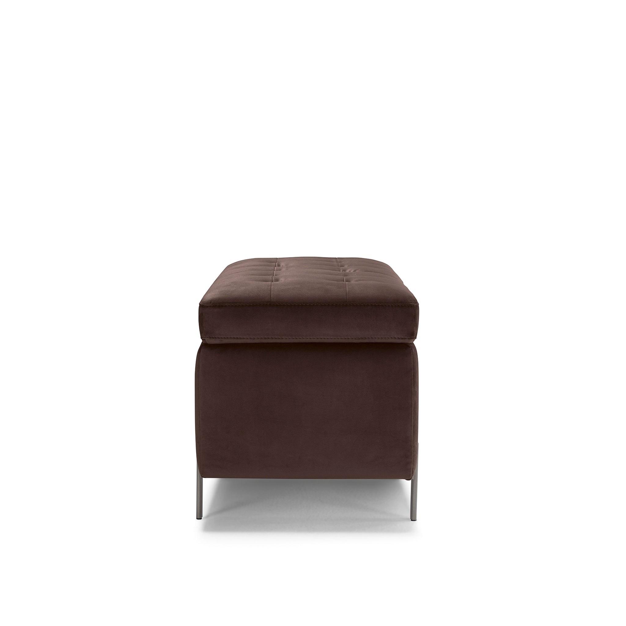 Banc CARAMAGNA 110x45 cm rangement Made in Italy matelassé en velours marron
