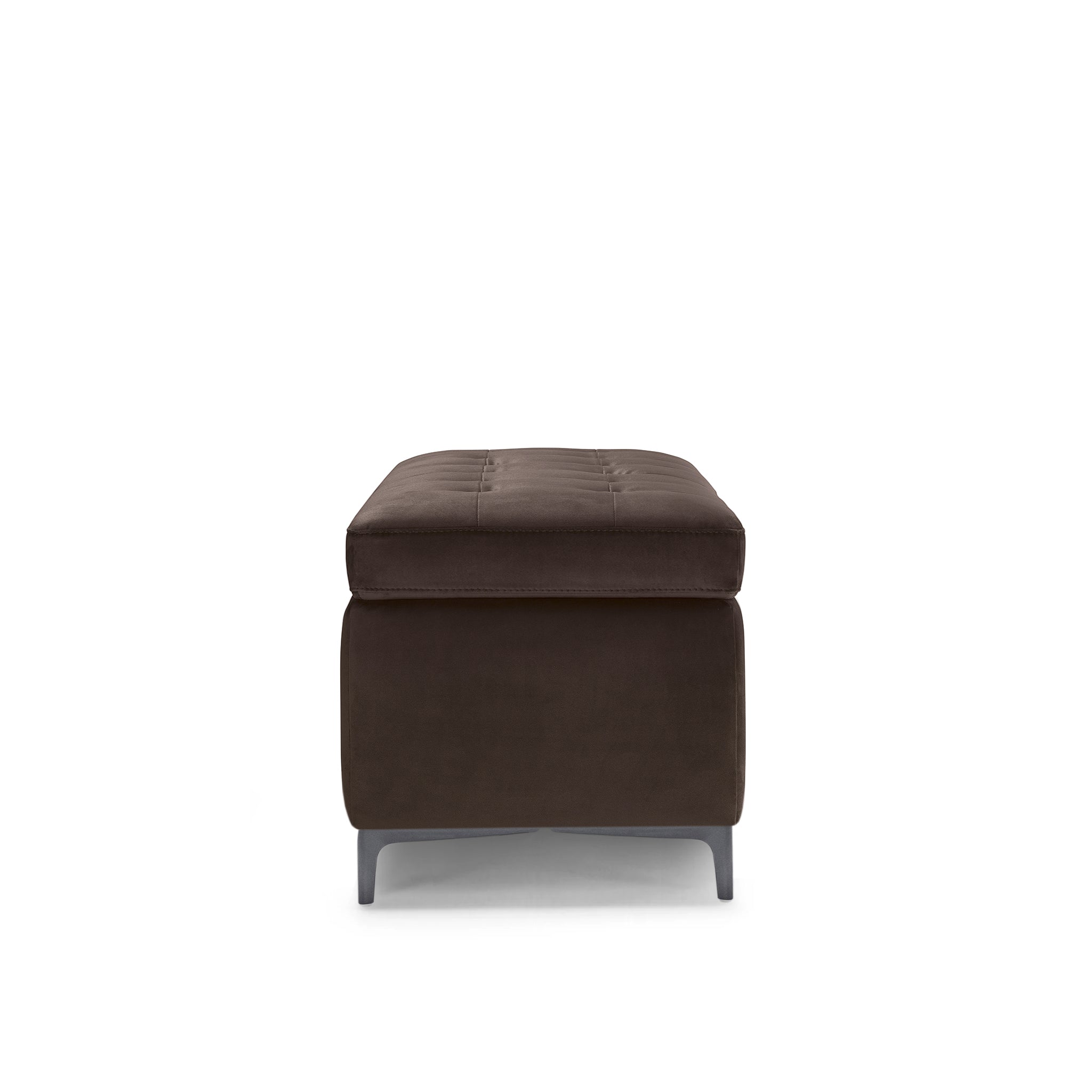 Banc CORBARA 110x50 cm rangement Made in Italy matelassé en velours marron