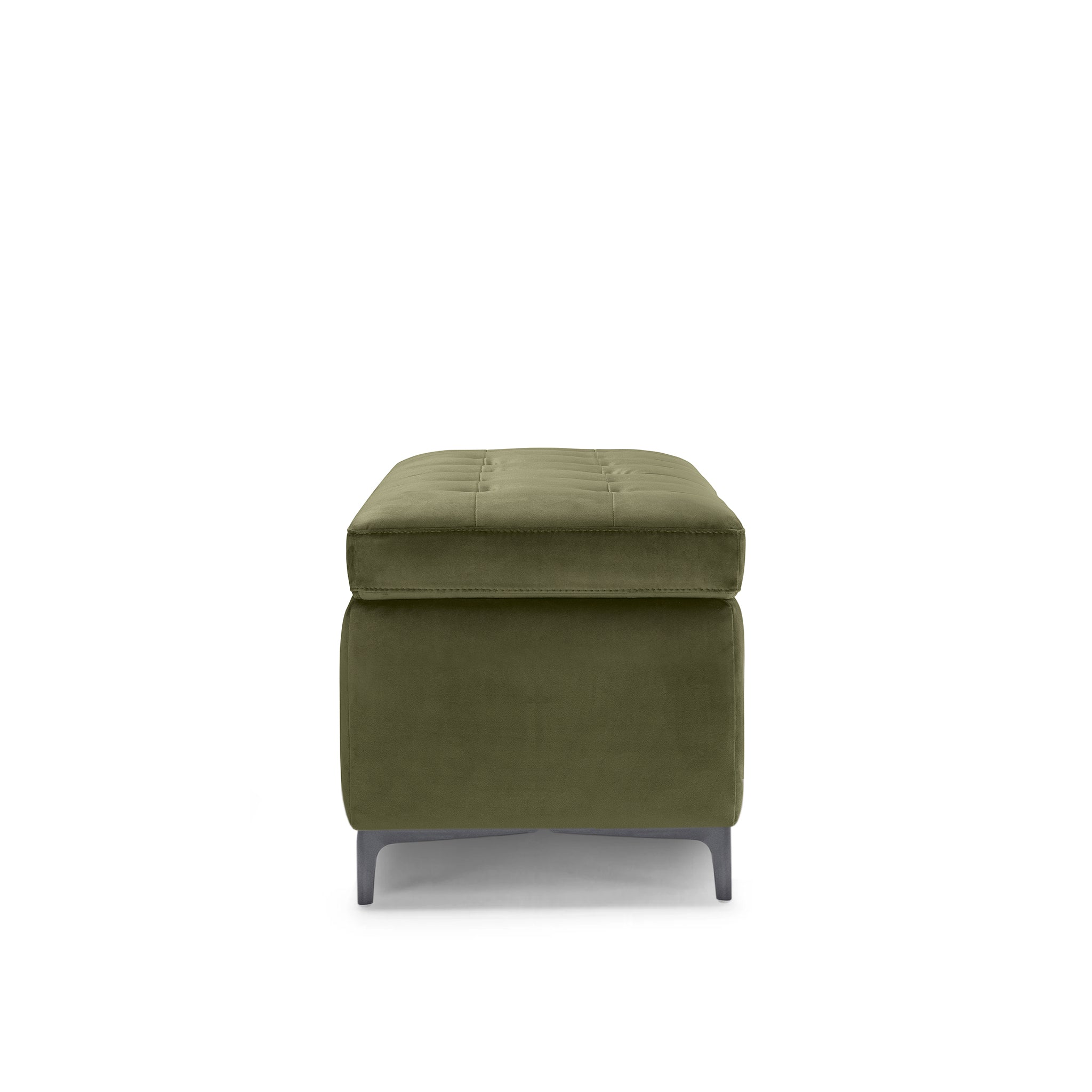 Banc CORBARA 110x50 cm rangement Made in Italy matelassé en velours vert