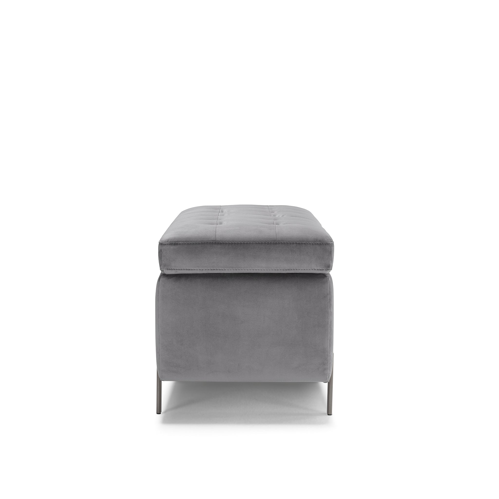 Banc CARAMAGNA 110x45 cm rangement Made in Italy matelassé en velours gris