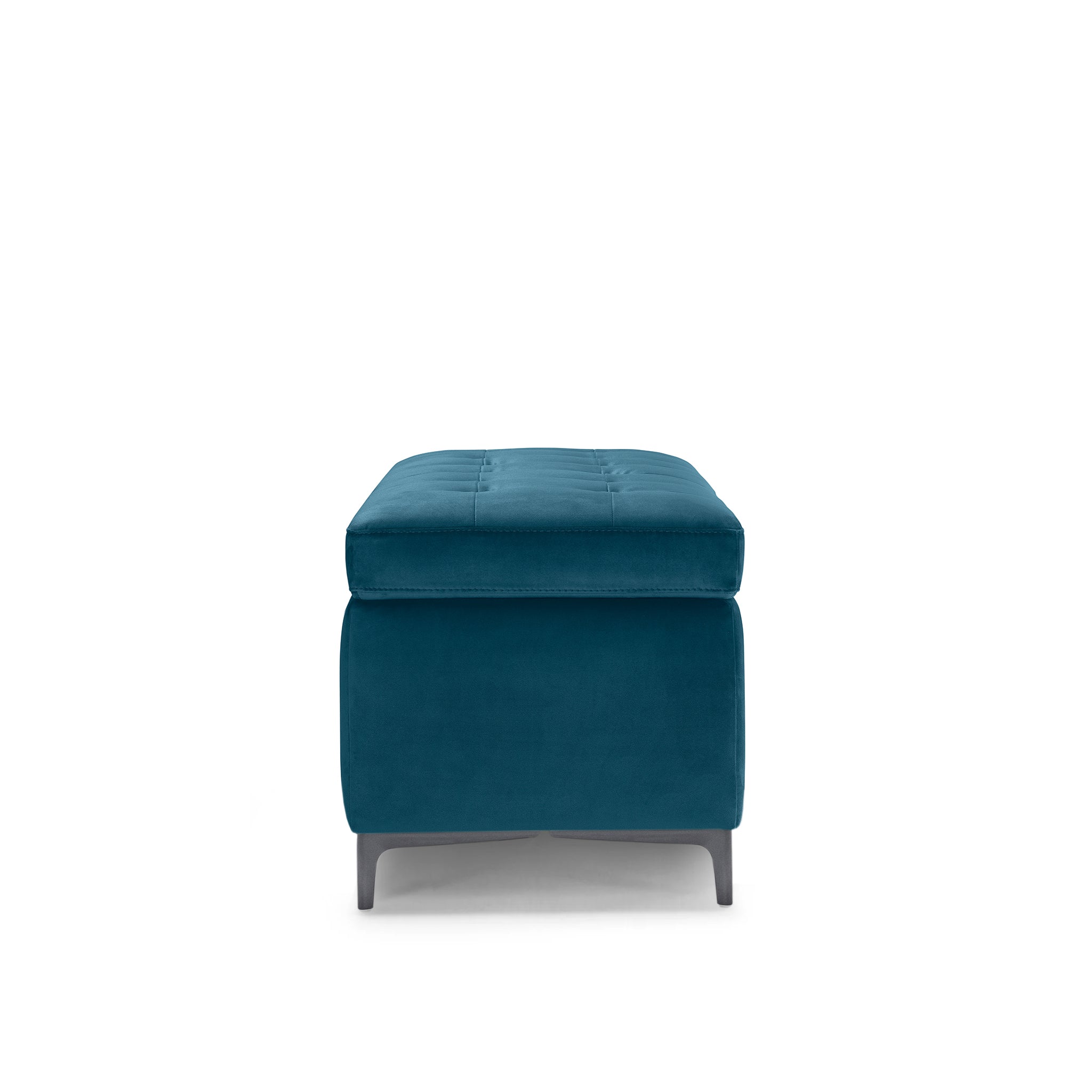 Banc CORBARA 110x50 cm rangement Made in Italy matelassé en velours pétrole