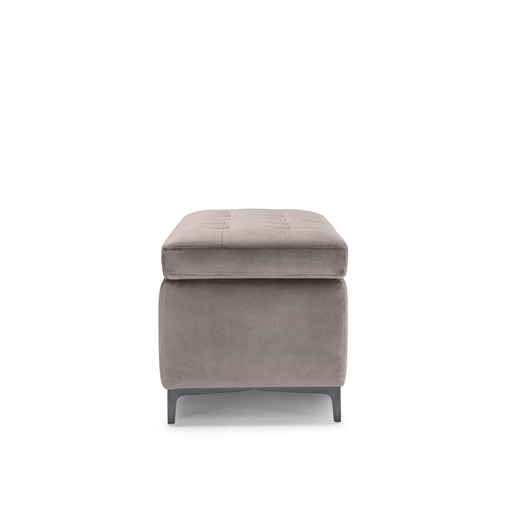 Banc CORBARA 110x50 cm rangement Made in Italy matelassé en velours gris tourterelle