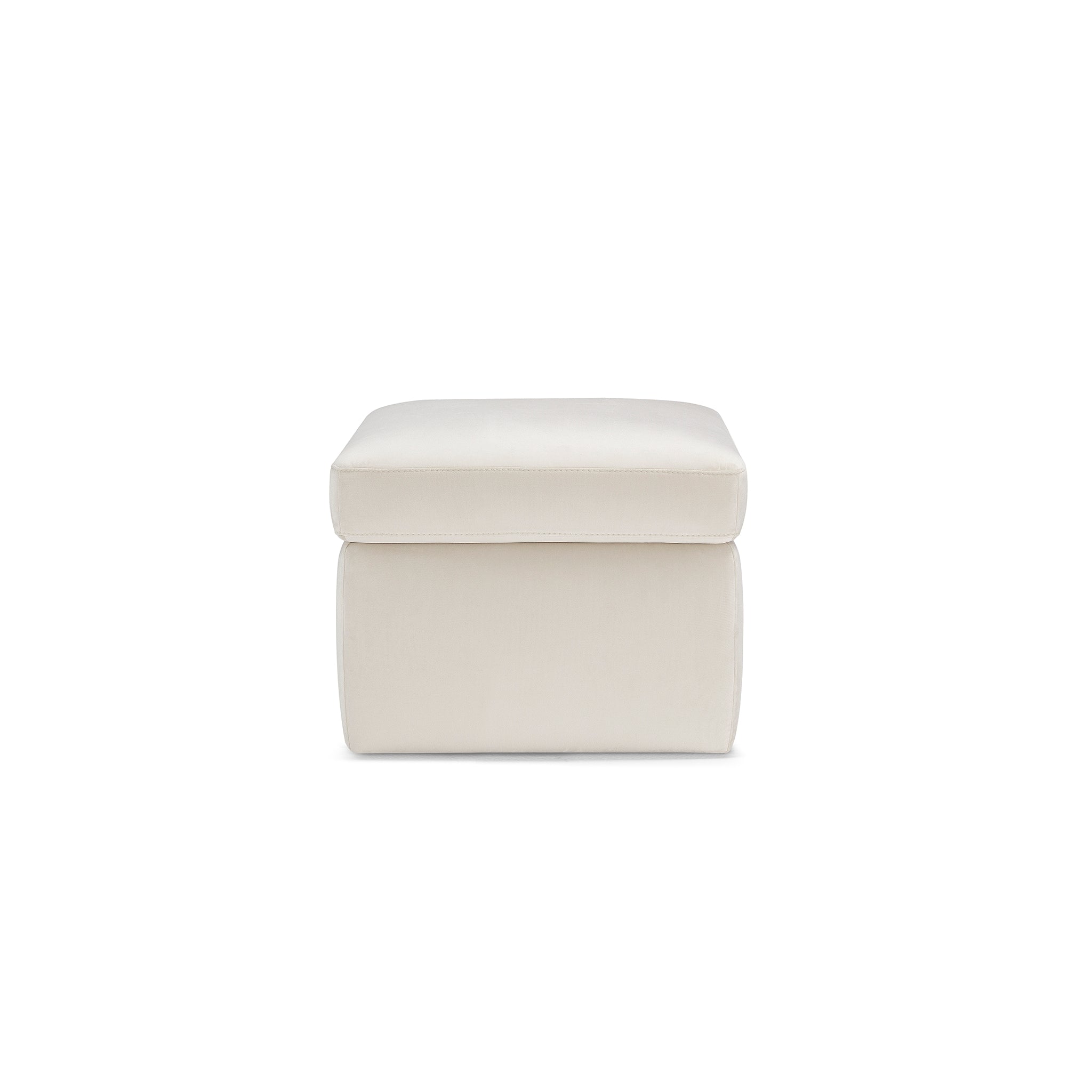 Pouf rangement Made in Italy en velours beige - VULGANO