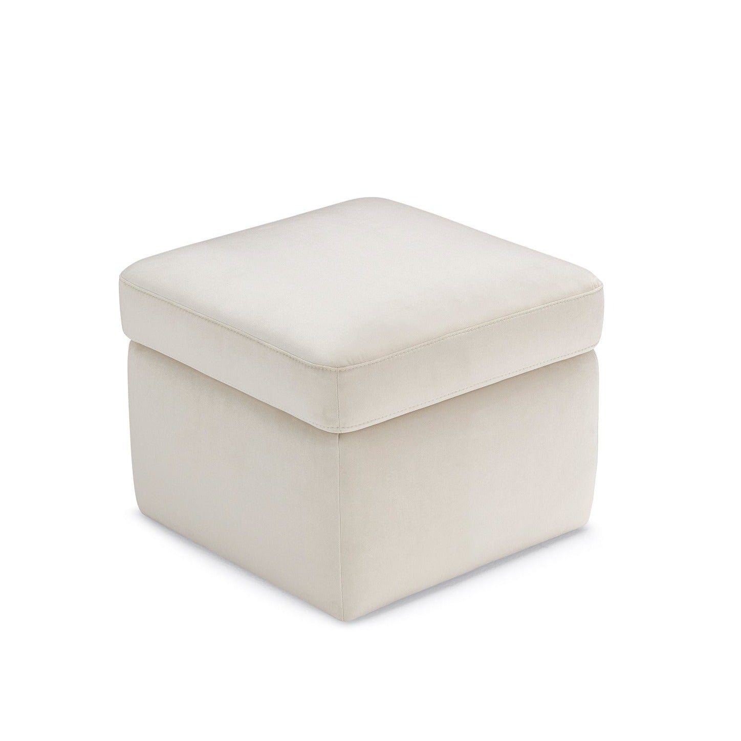 Pouf rangement Made in Italy en velours beige - VULGANO
