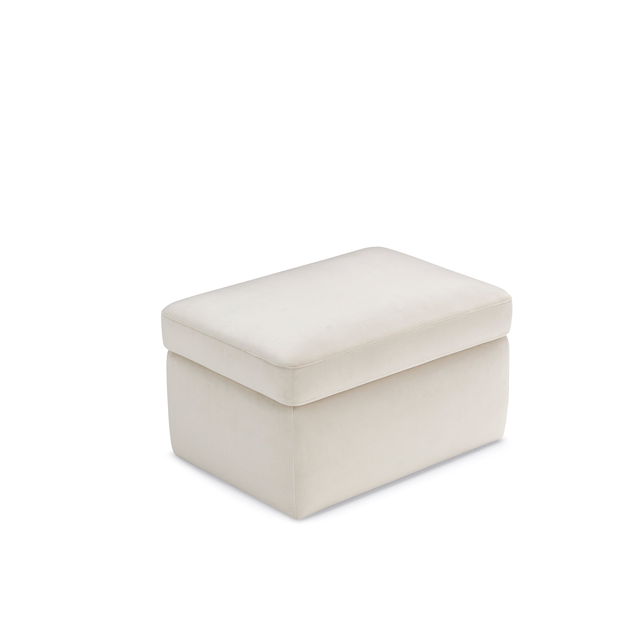 Pouf rangement Made in Italy en velours beige - VULGANO