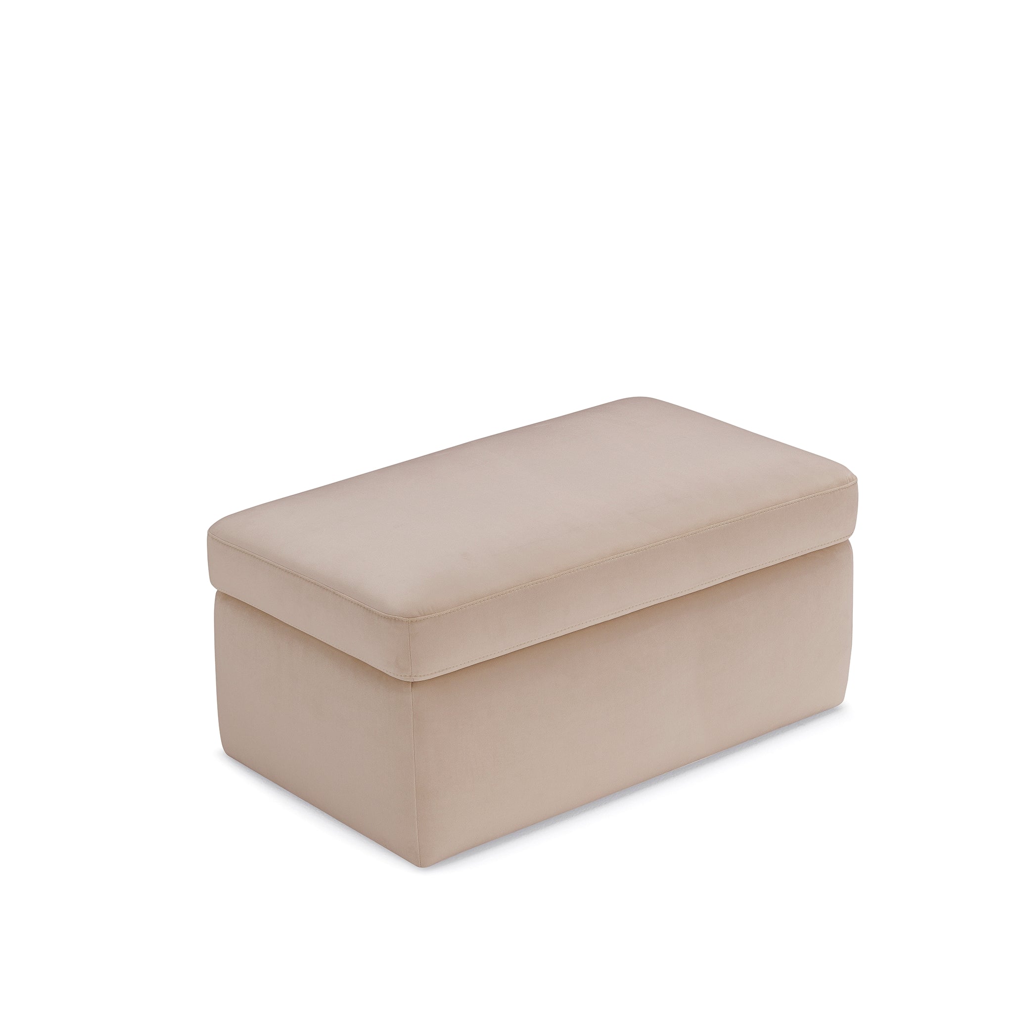 Pouf rangement Made in Italy en velours camel - VULGANO