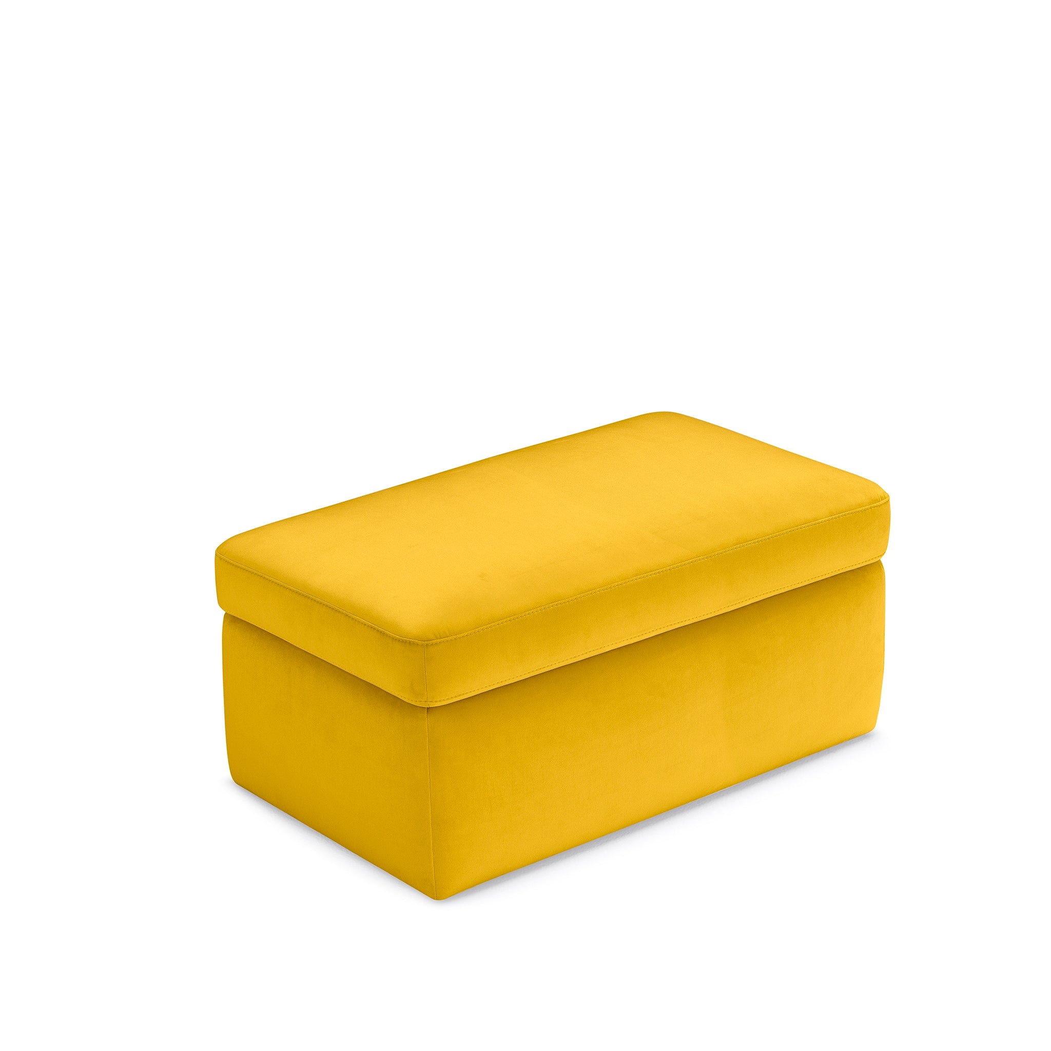 Pouf rangement Made in Italy en velours jaune - VULGANO