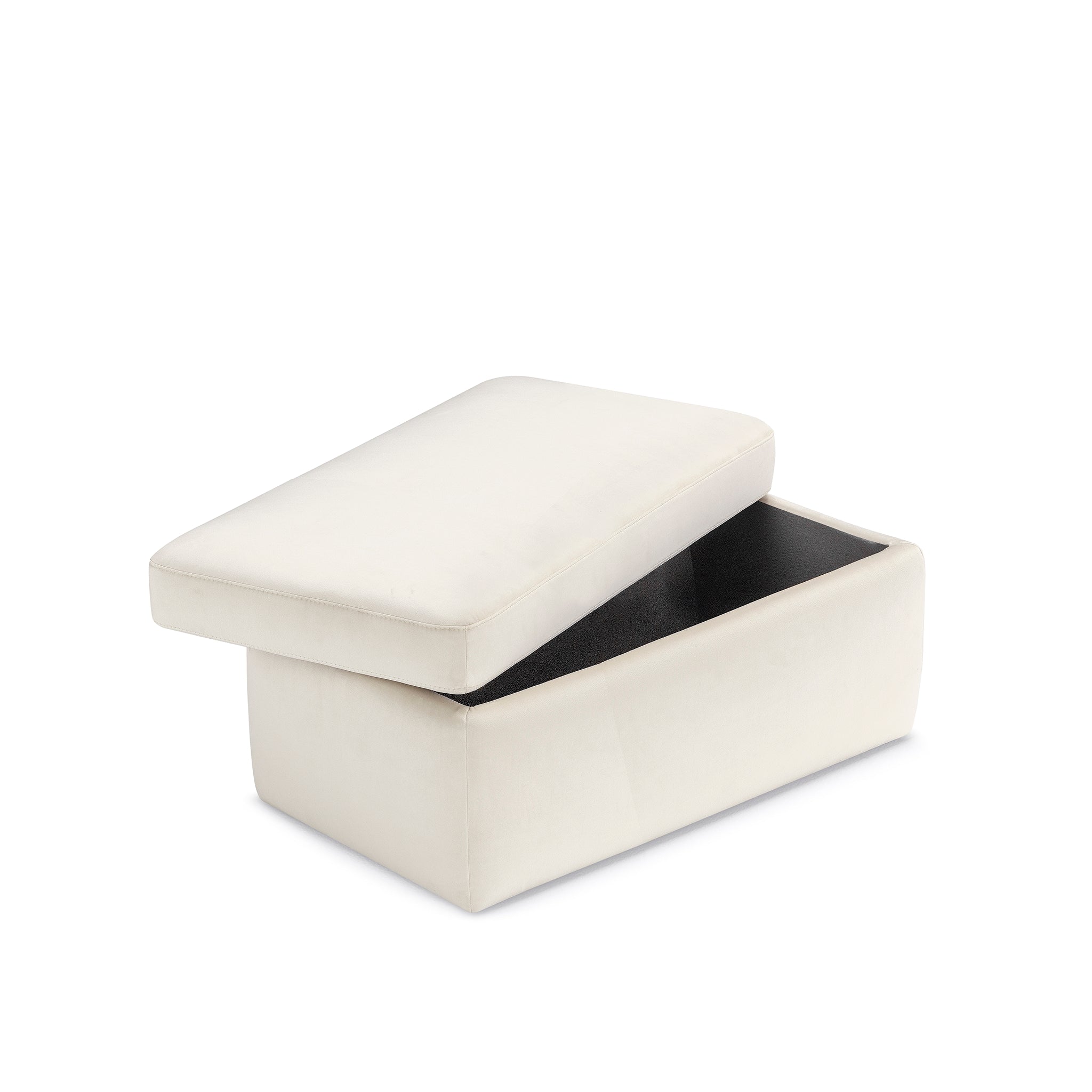 Pouf rangement Made in Italy en velours beige - VULGANO