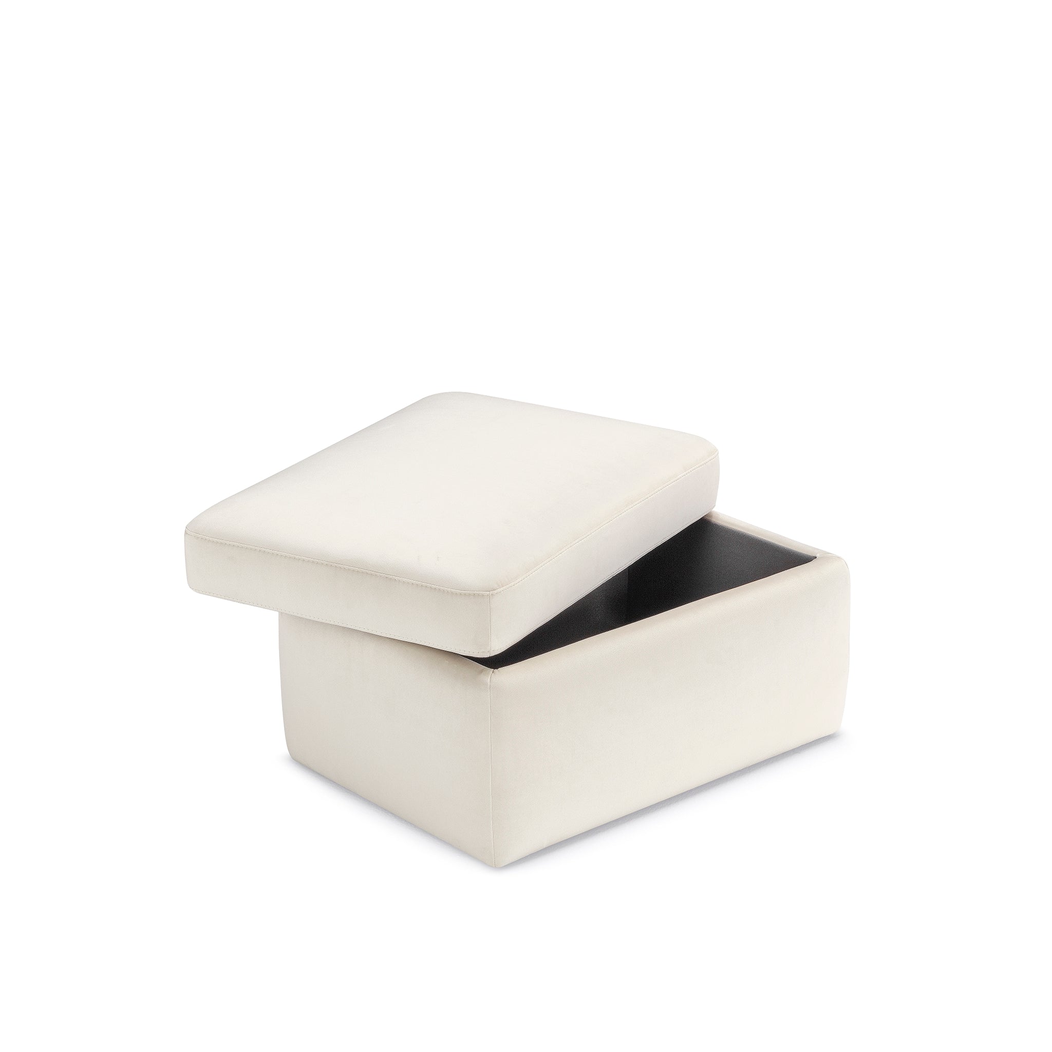 Pouf rangement Made in Italy en velours beige - VULGANO
