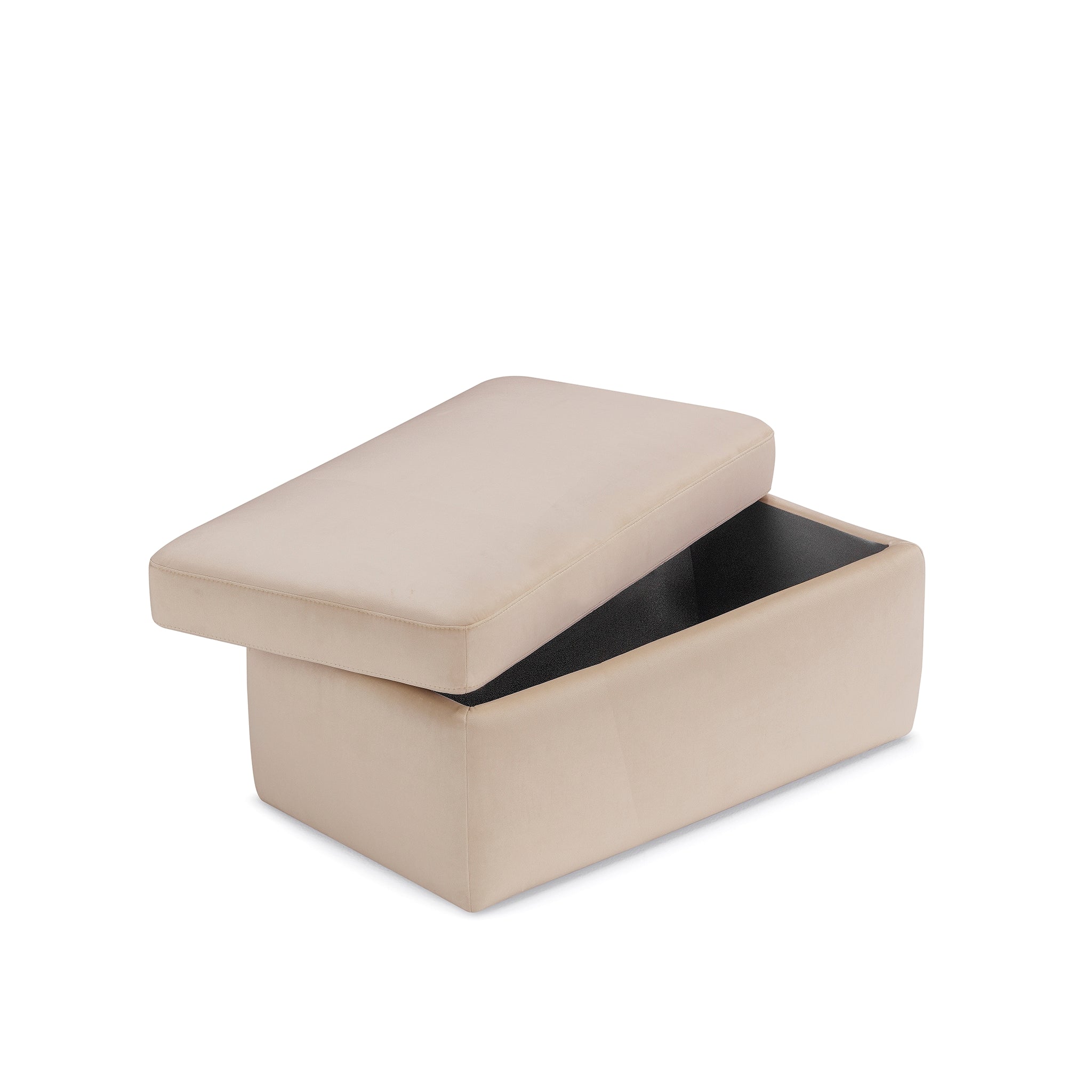 Pouf rangement Made in Italy en velours camel - VULGANO