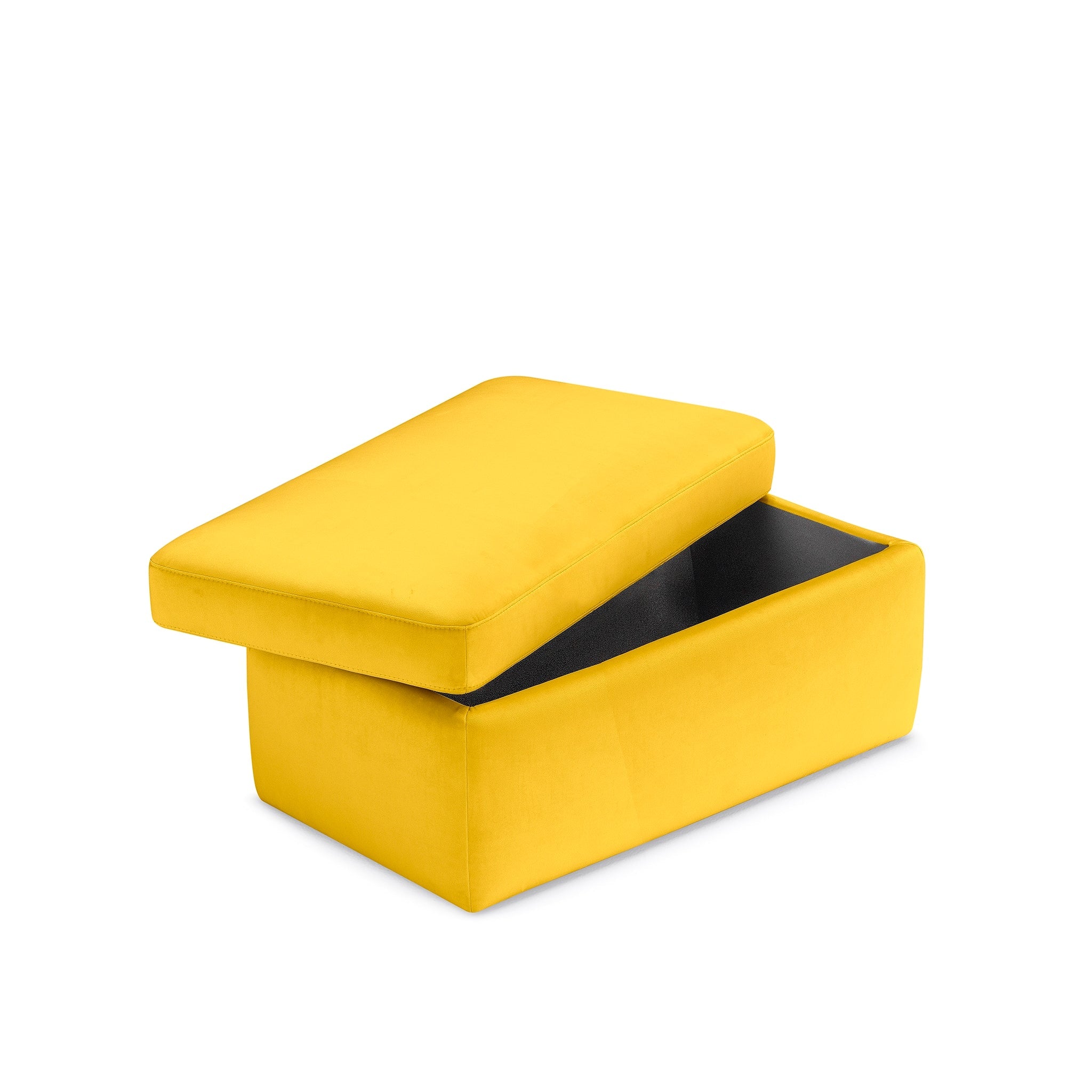 Pouf rangement Made in Italy en velours jaune - VULGANO
