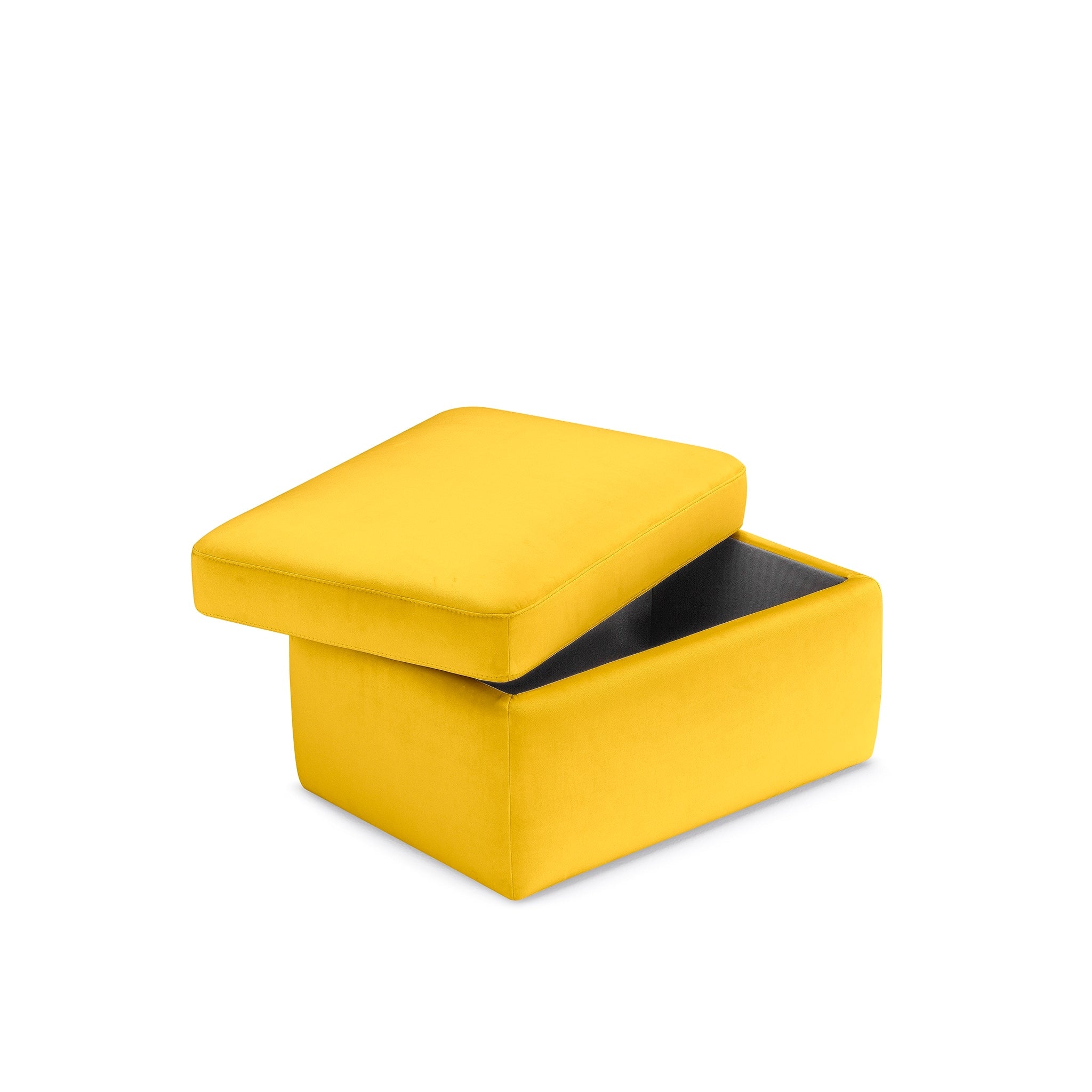 Pouf rangement Made in Italy en velours jaune - VULGANO