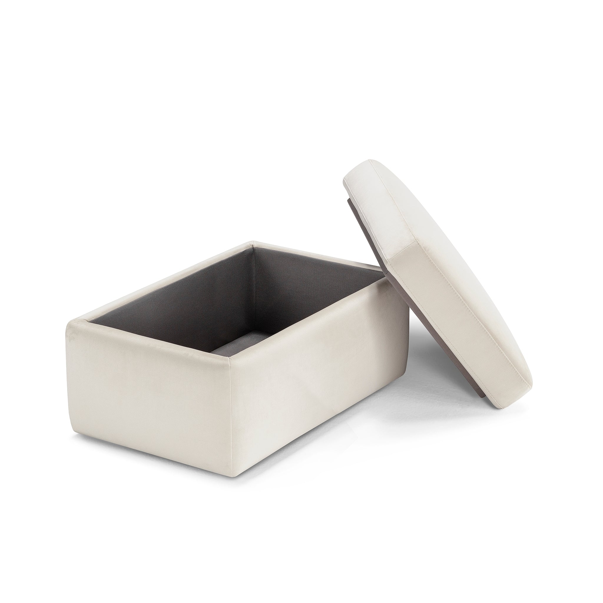 Pouf rangement Made in Italy en velours beige - VULGANO