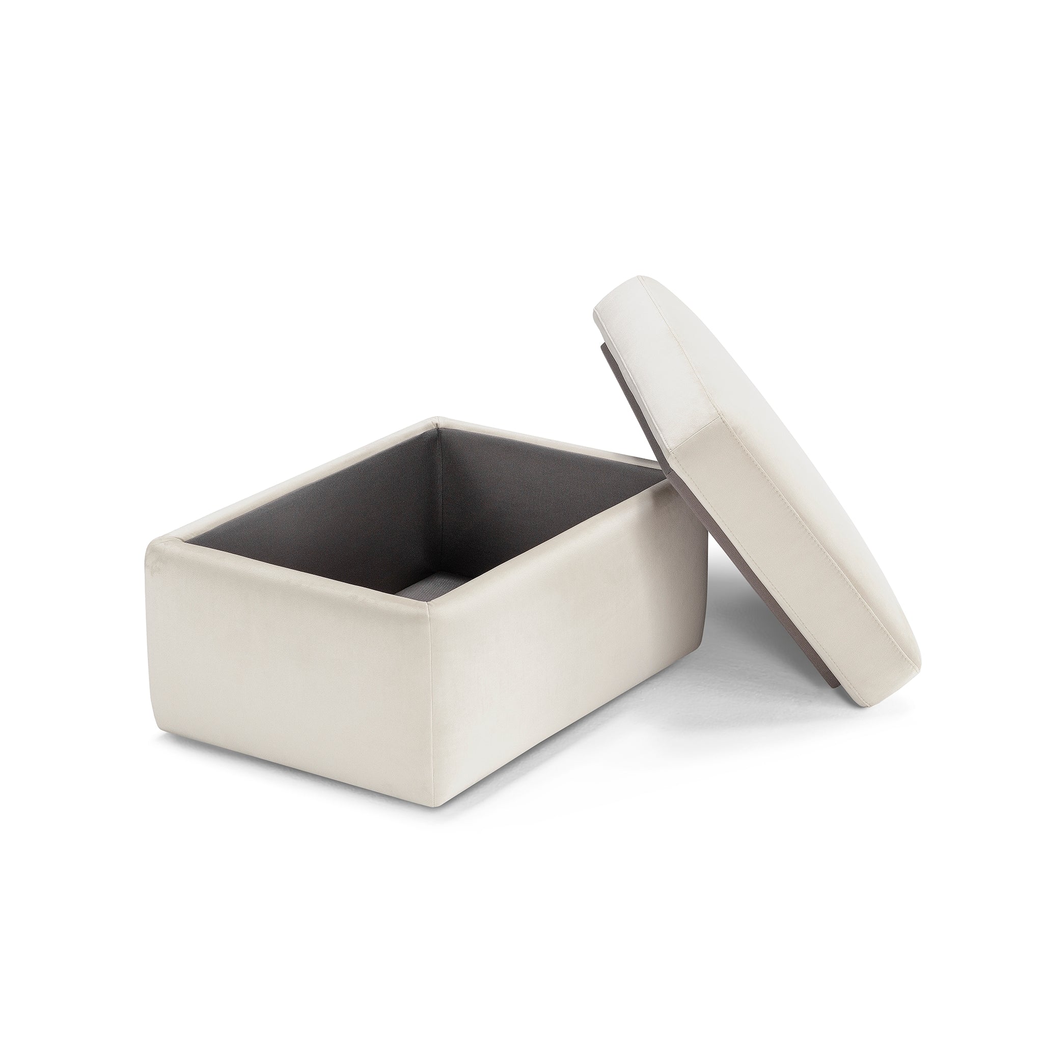 Pouf rangement Made in Italy en velours beige - VULGANO