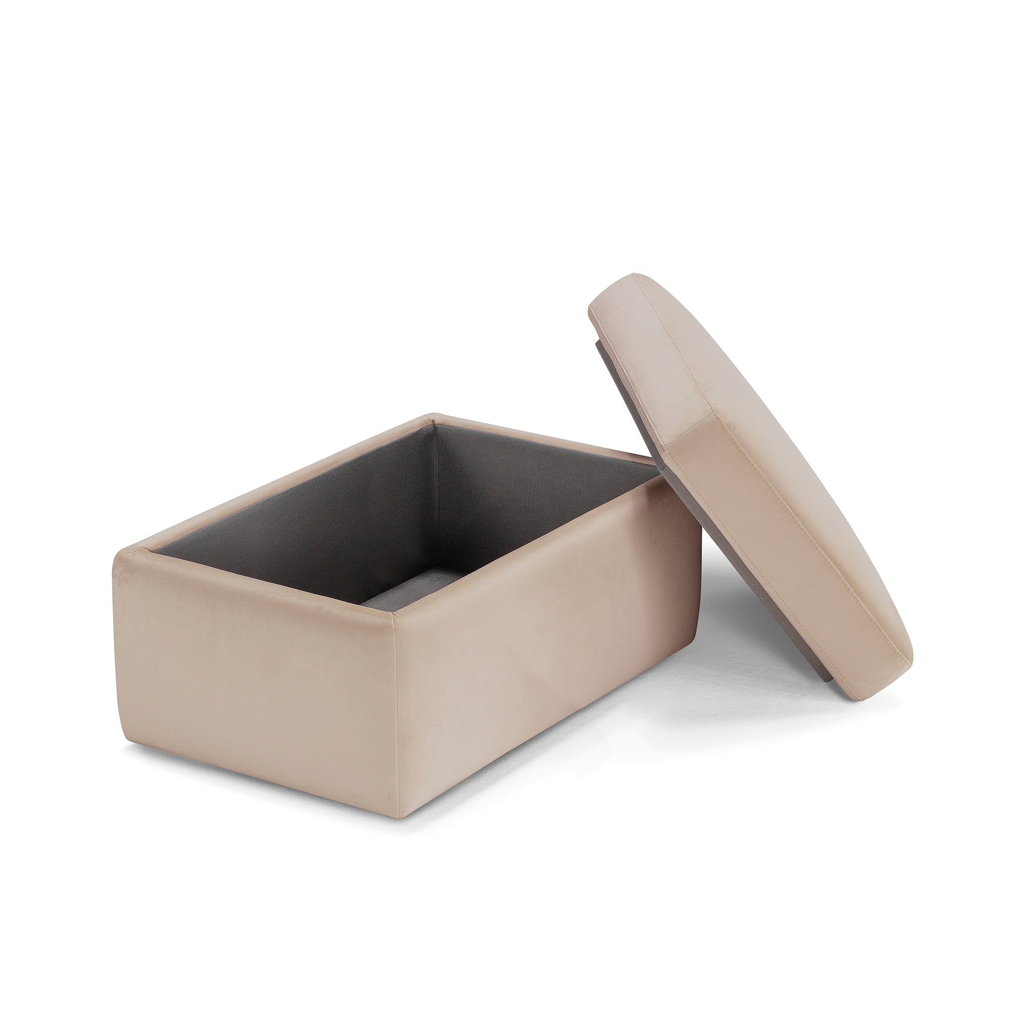 Pouf rangement Made in Italy en velours camel - VULGANO