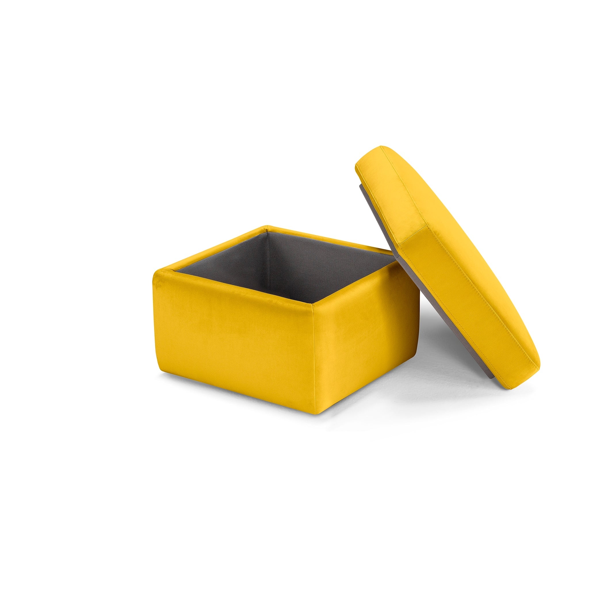 Pouf rangement Made in Italy en velours jaune - VULGANO