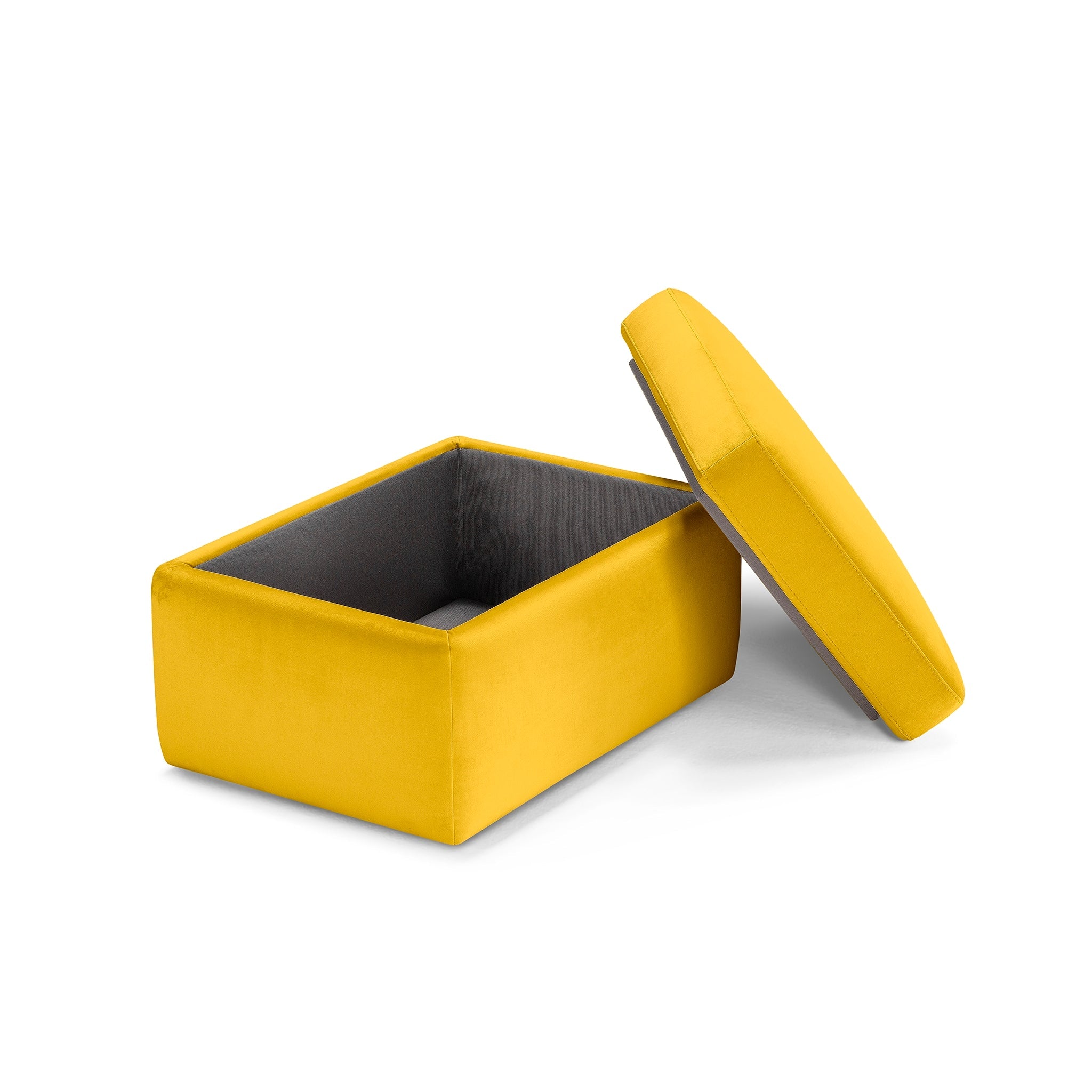 Pouf rangement Made in Italy en velours jaune - VULGANO