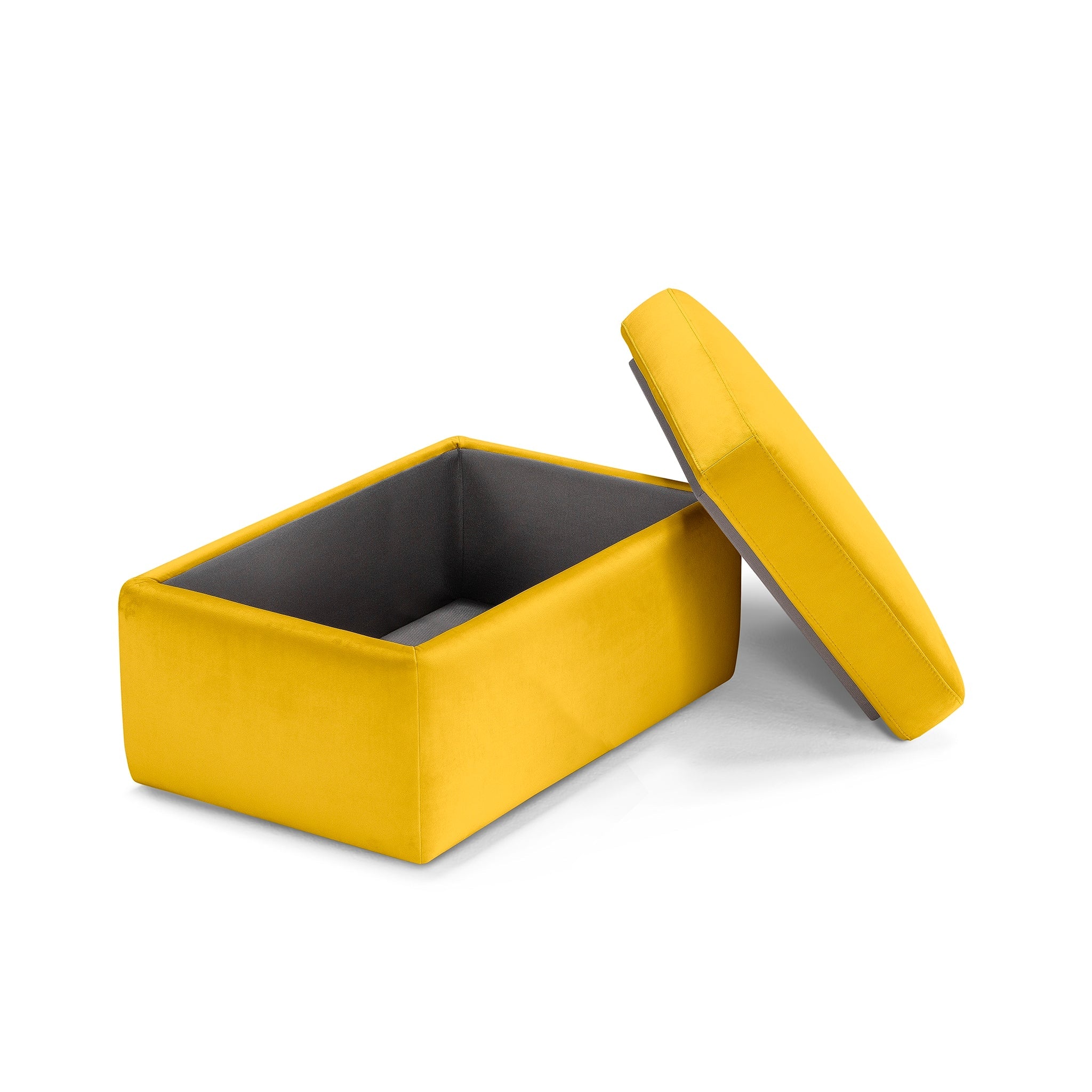 Pouf rangement Made in Italy en velours jaune - VULGANO