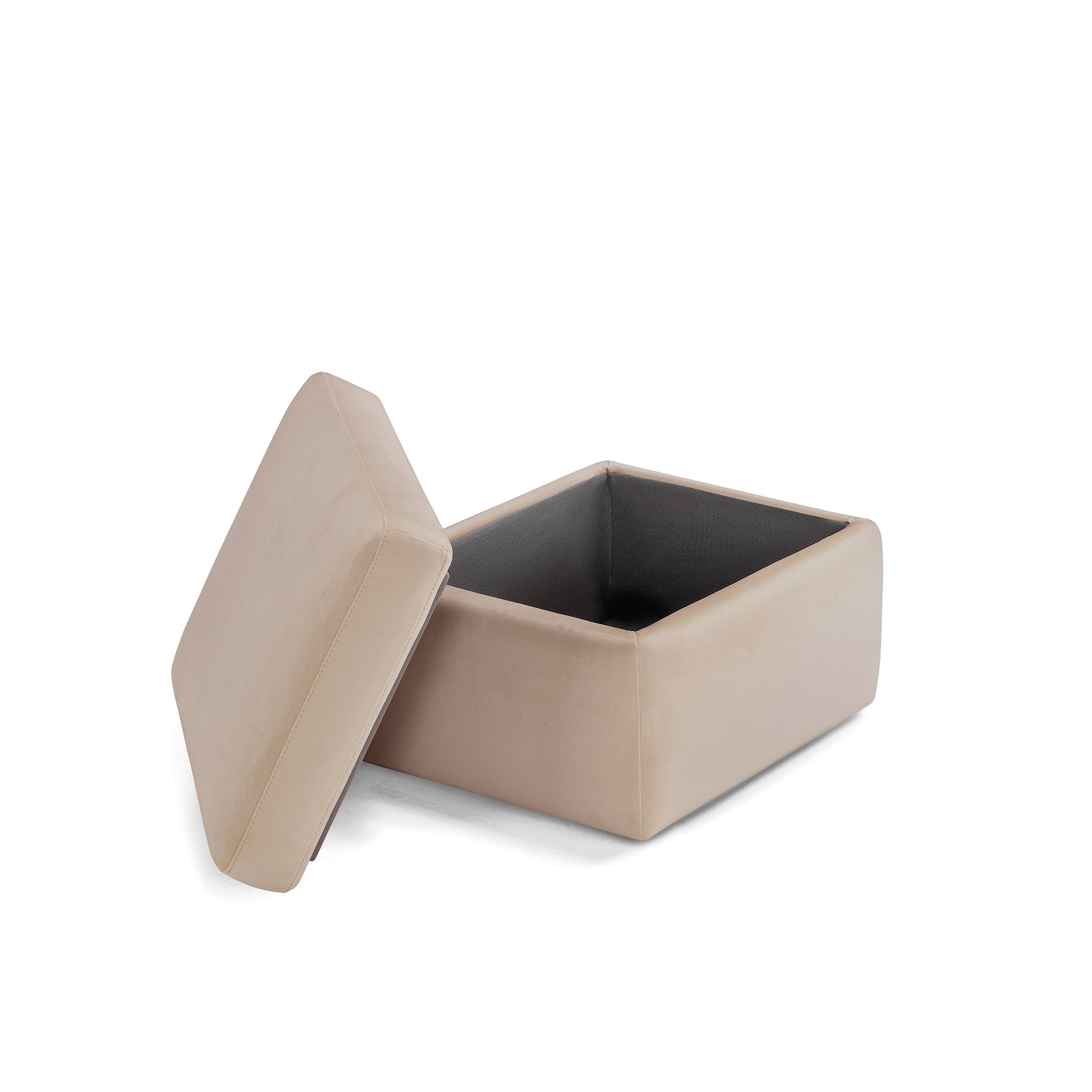 Pouf rangement Made in Italy en velours camel - VULGANO