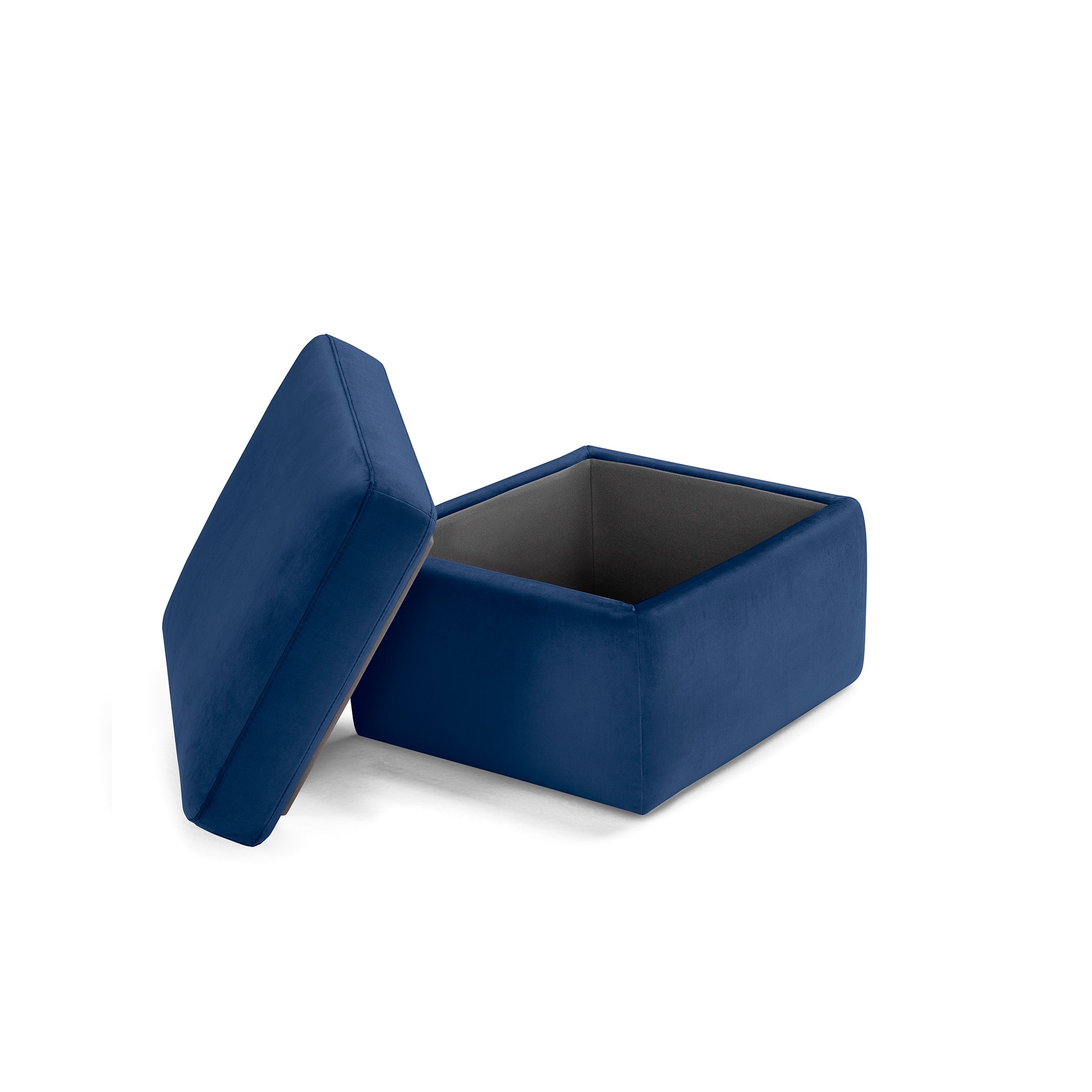 Pouf rangement Made in Italy en velours bleu - VULGANO