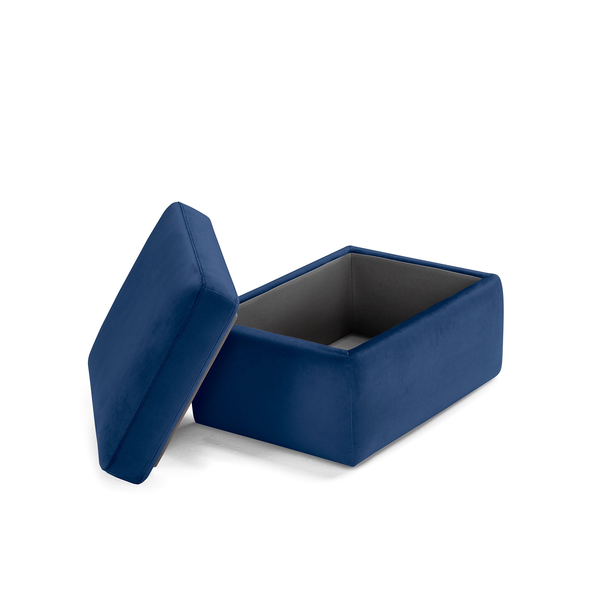 Pouf rangement Made in Italy en velours bleu - VULGANO