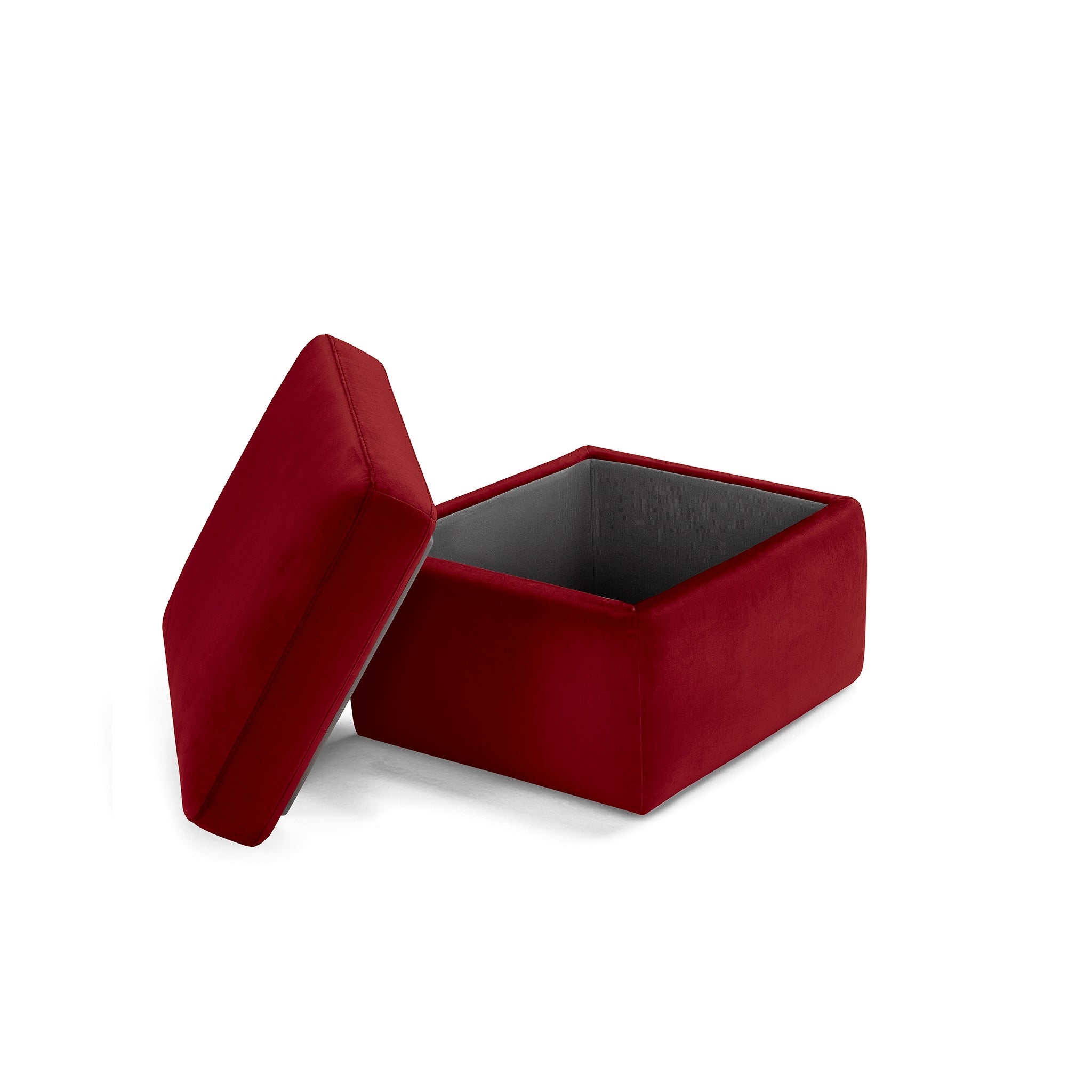 Pouf rangement Made in Italy en velours bordeaux - VULGANO