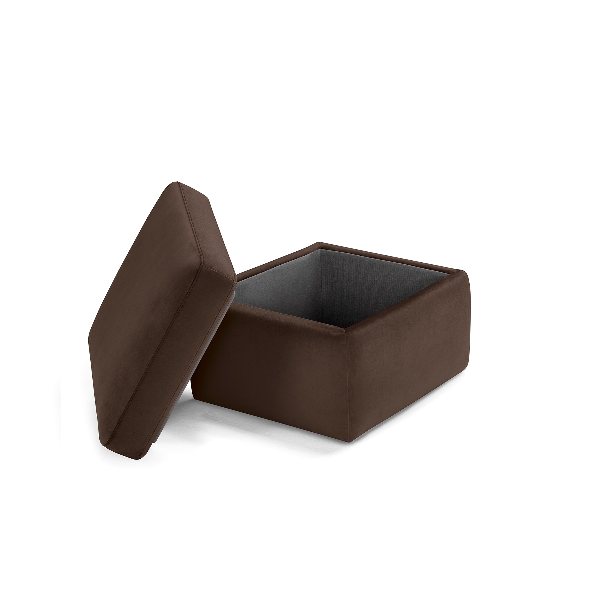 Pouf rangement Made in Italy en velours marron - VULGANO