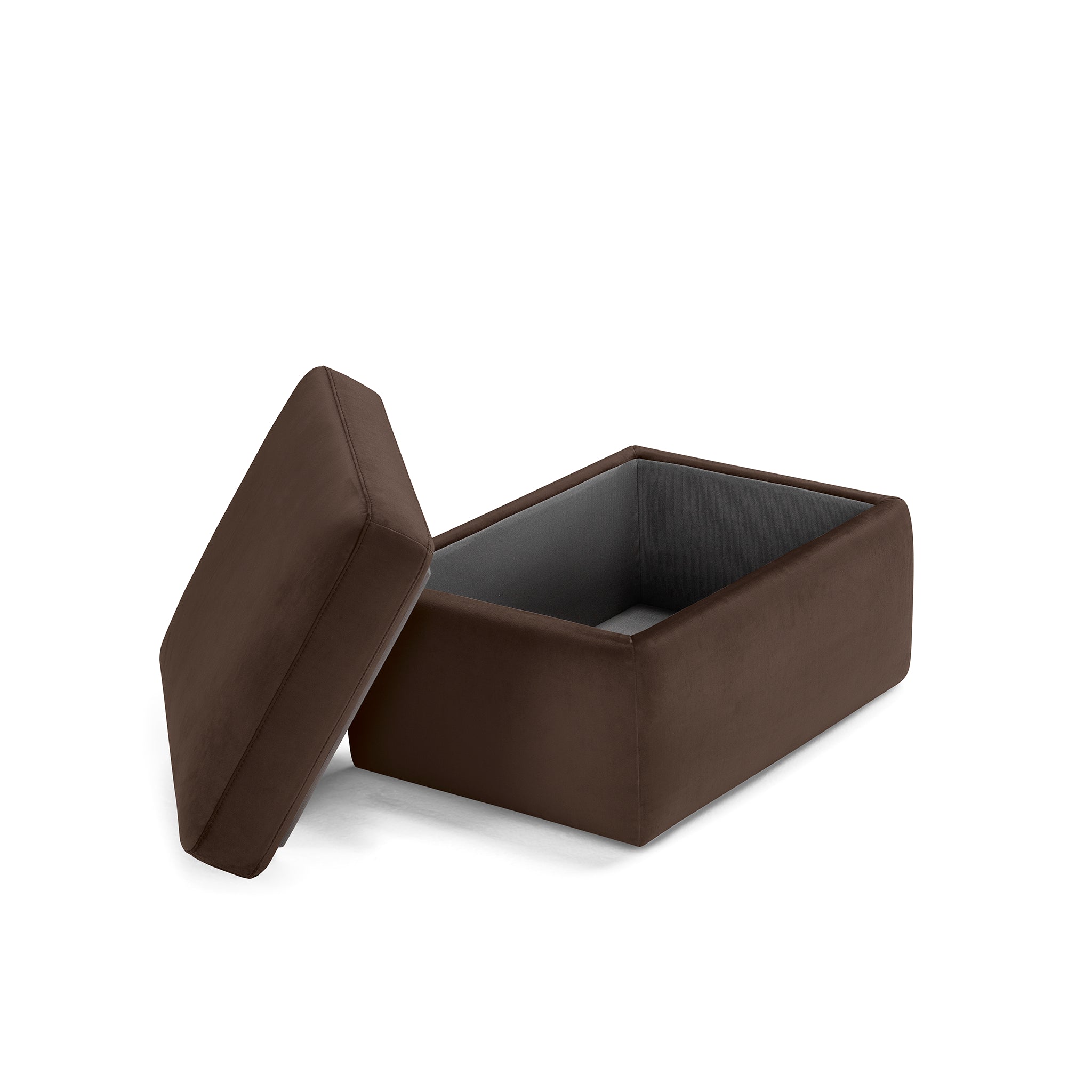 Pouf rangement Made in Italy en velours marron - VULGANO