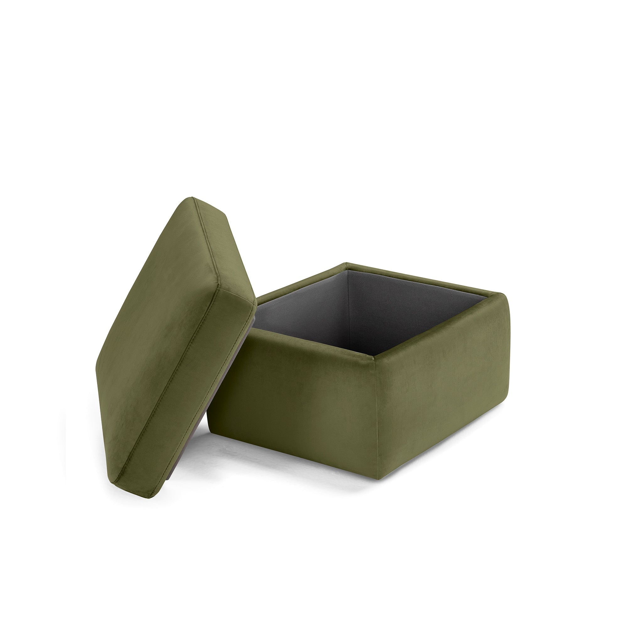 Pouf rangement Made in Italy en velours vert VULGANO
