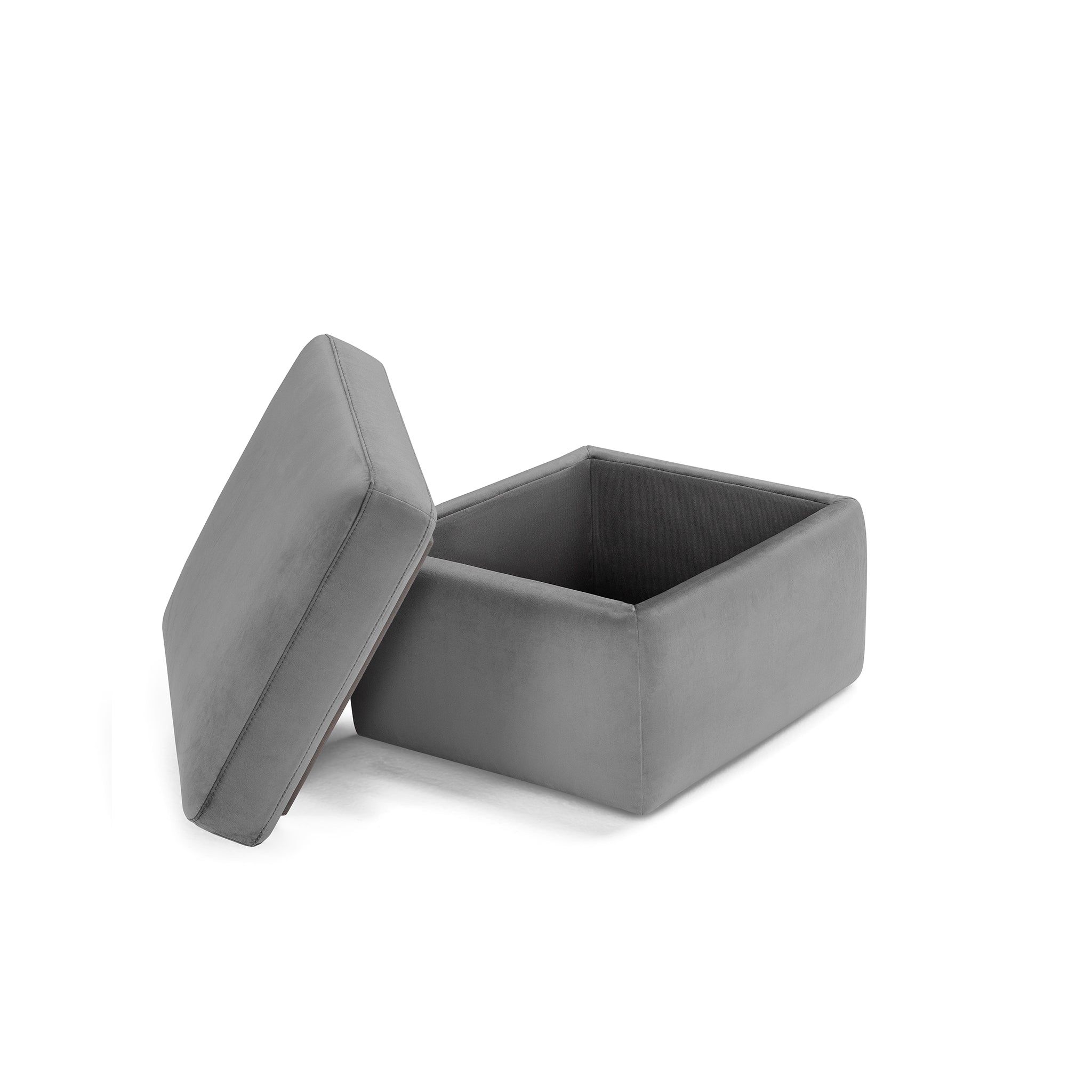 Pouf rangement Made in Italy en velours gris - VULGANO