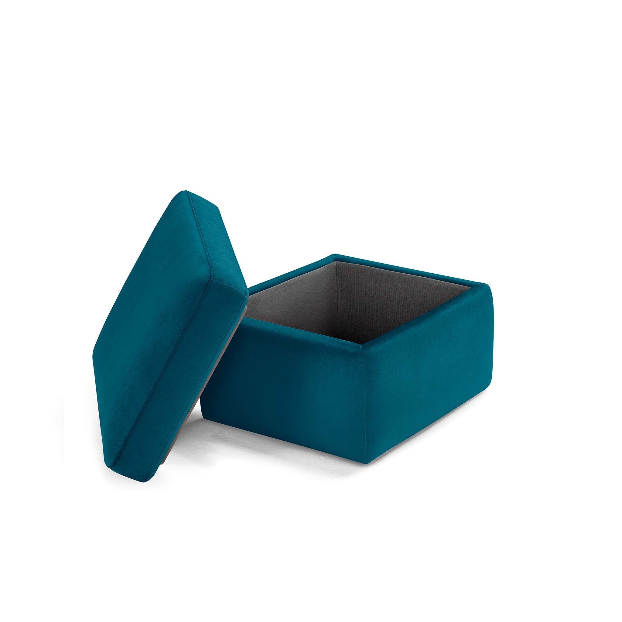 Pouf rangement Made in Italy en velours pétrole - Vulgano