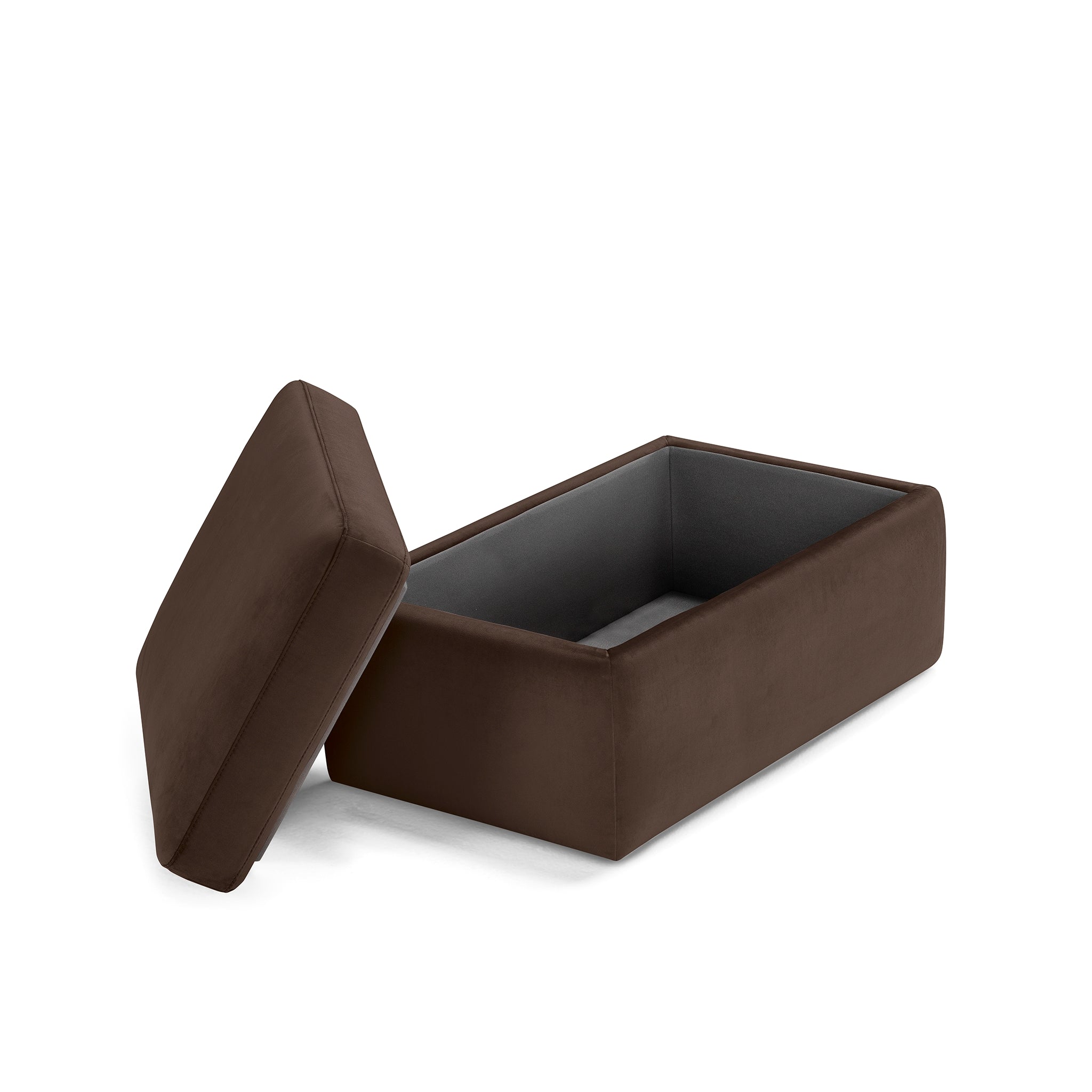 Pouf rangement Made in Italy en velours marron - VULGANO