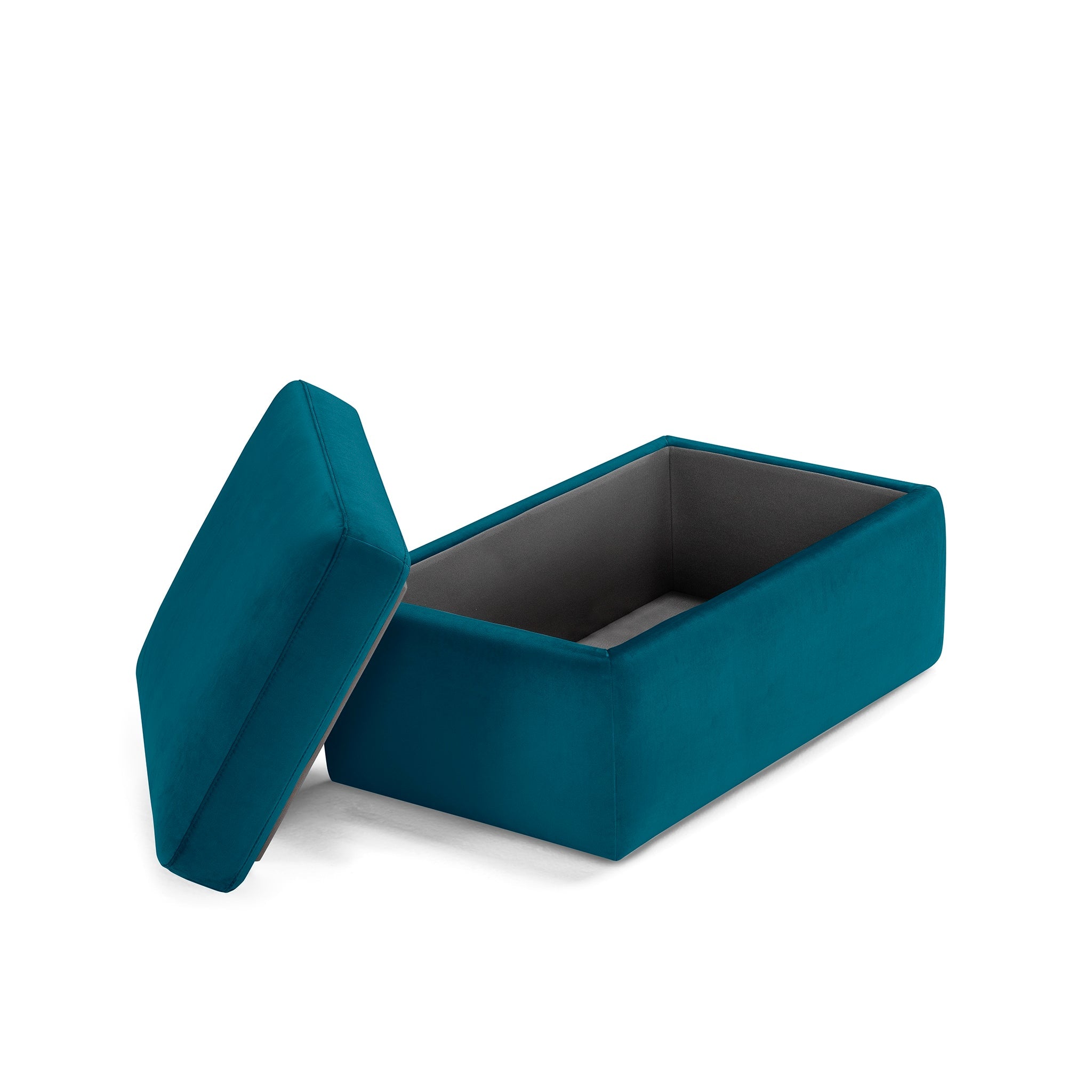 Pouf rangement Made in Italy en velours pétrole - Vulgano