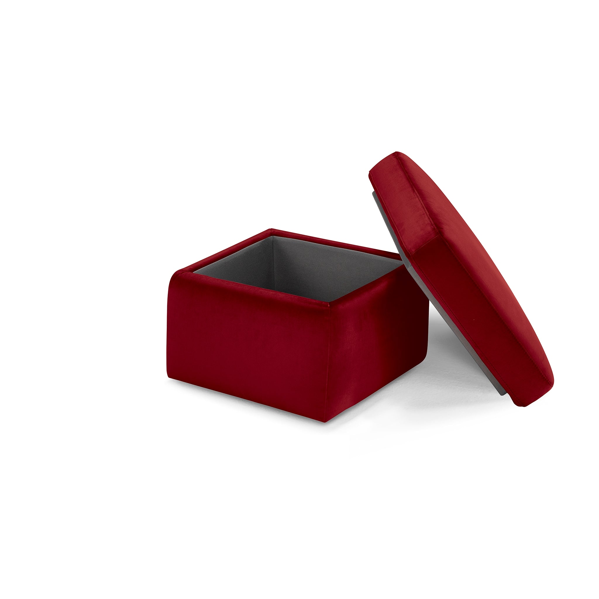 Pouf rangement Made in Italy en velours bordeaux - VULGANO