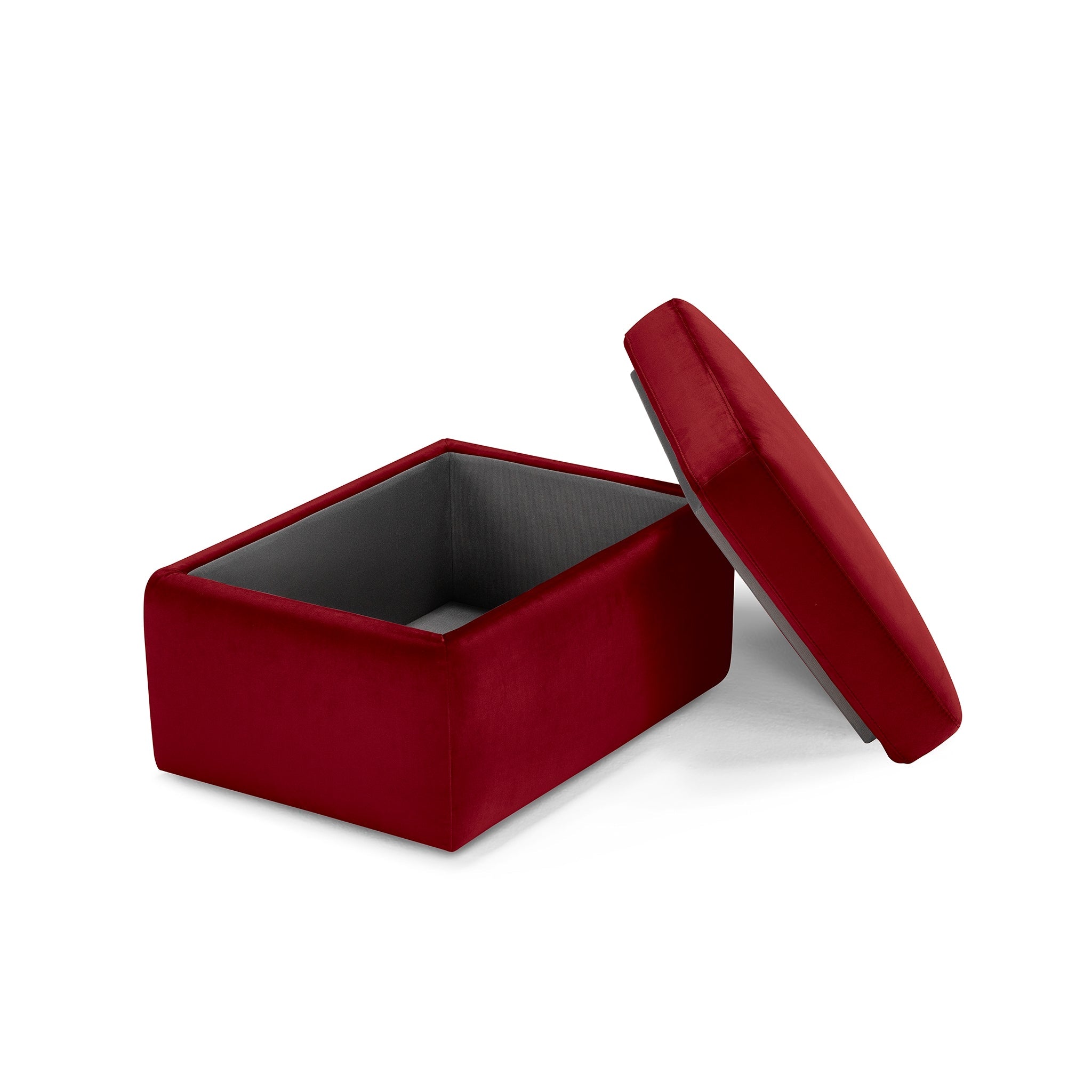 Pouf rangement Made in Italy en velours bordeaux - VULGANO