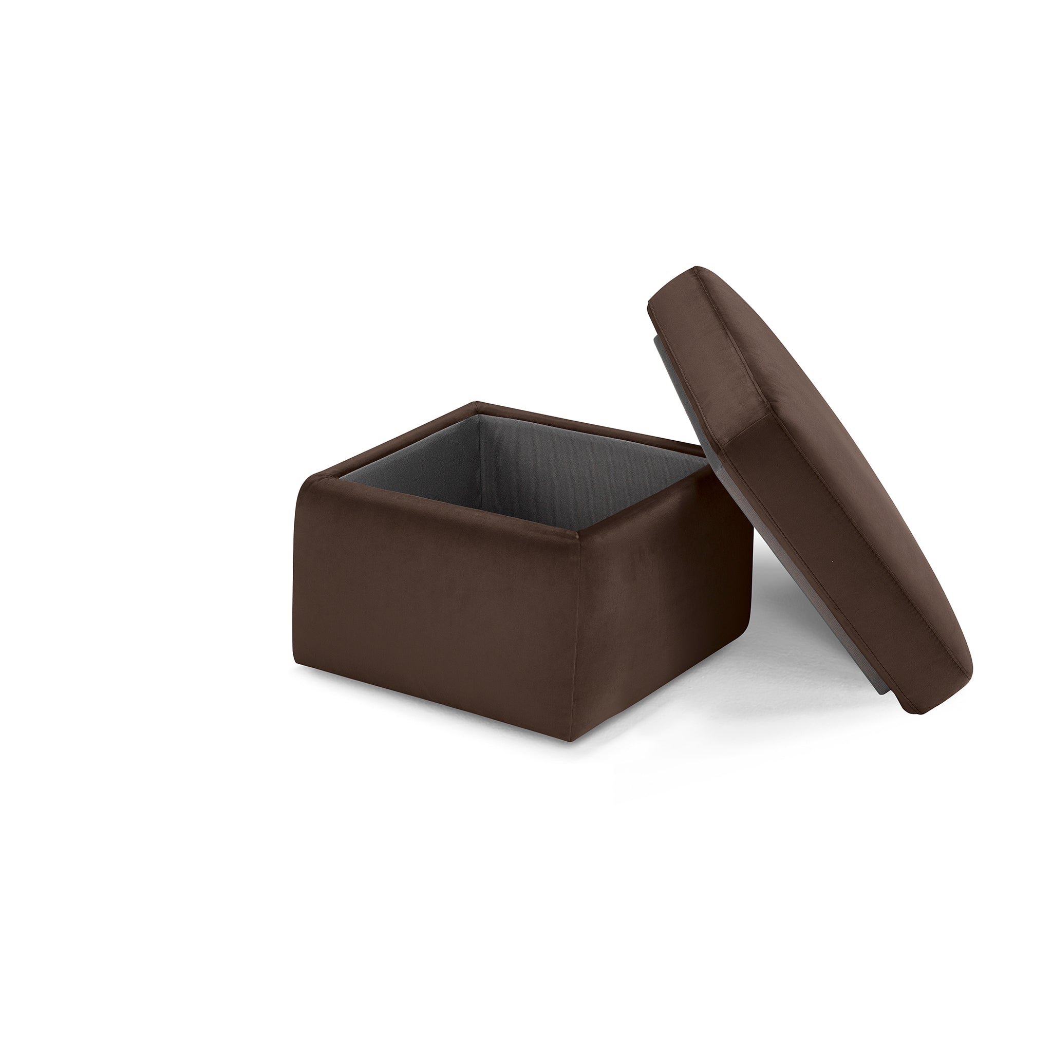 Pouf rangement Made in Italy en velours marron - VULGANO