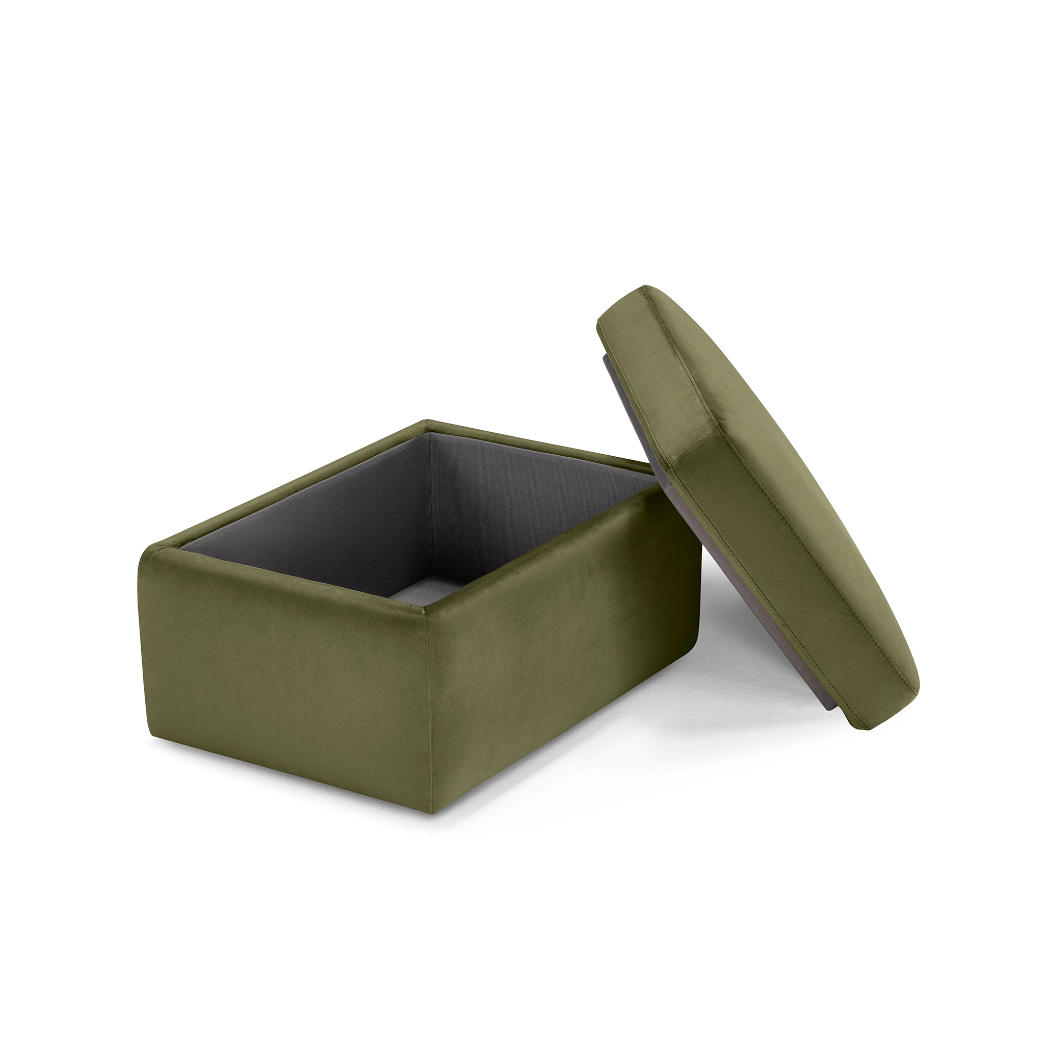 Pouf rangement Made in Italy en velours vert VULGANO