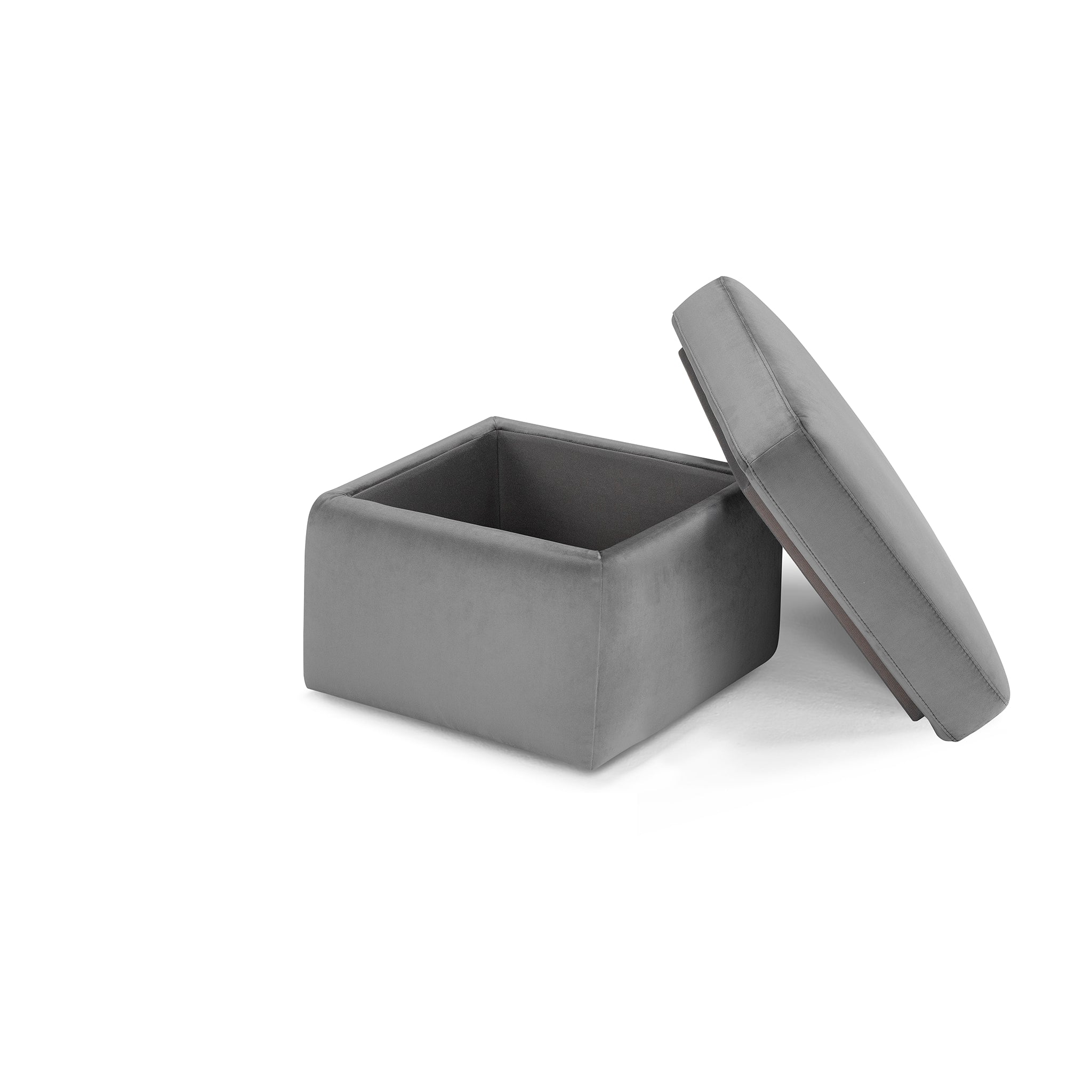 Pouf rangement Made in Italy en velours gris - VULGANO