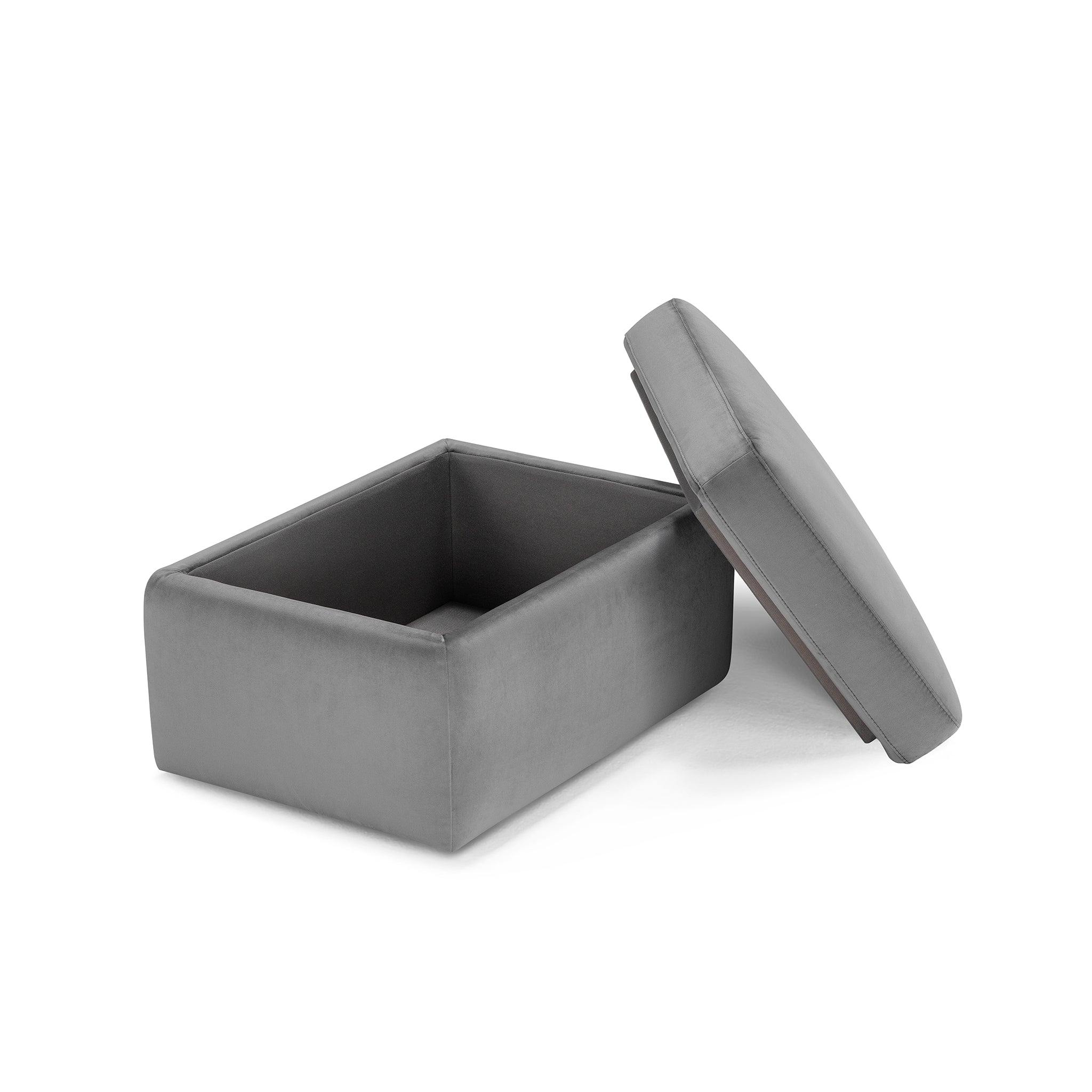 Pouf rangement Made in Italy en velours gris - VULGANO