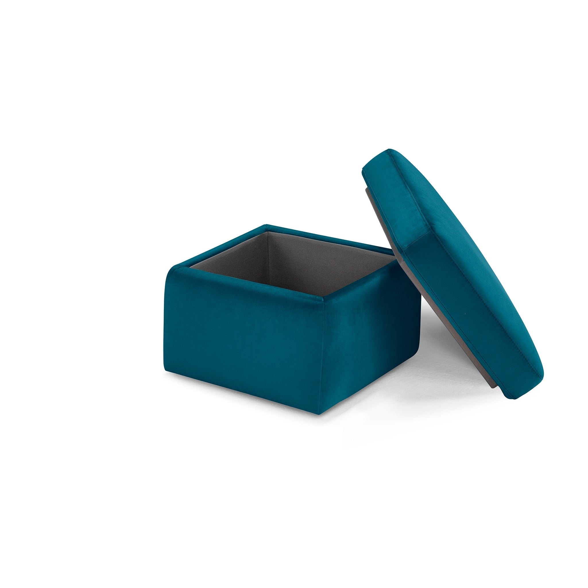 Pouf rangement Made in Italy en velours pétrole - Vulgano